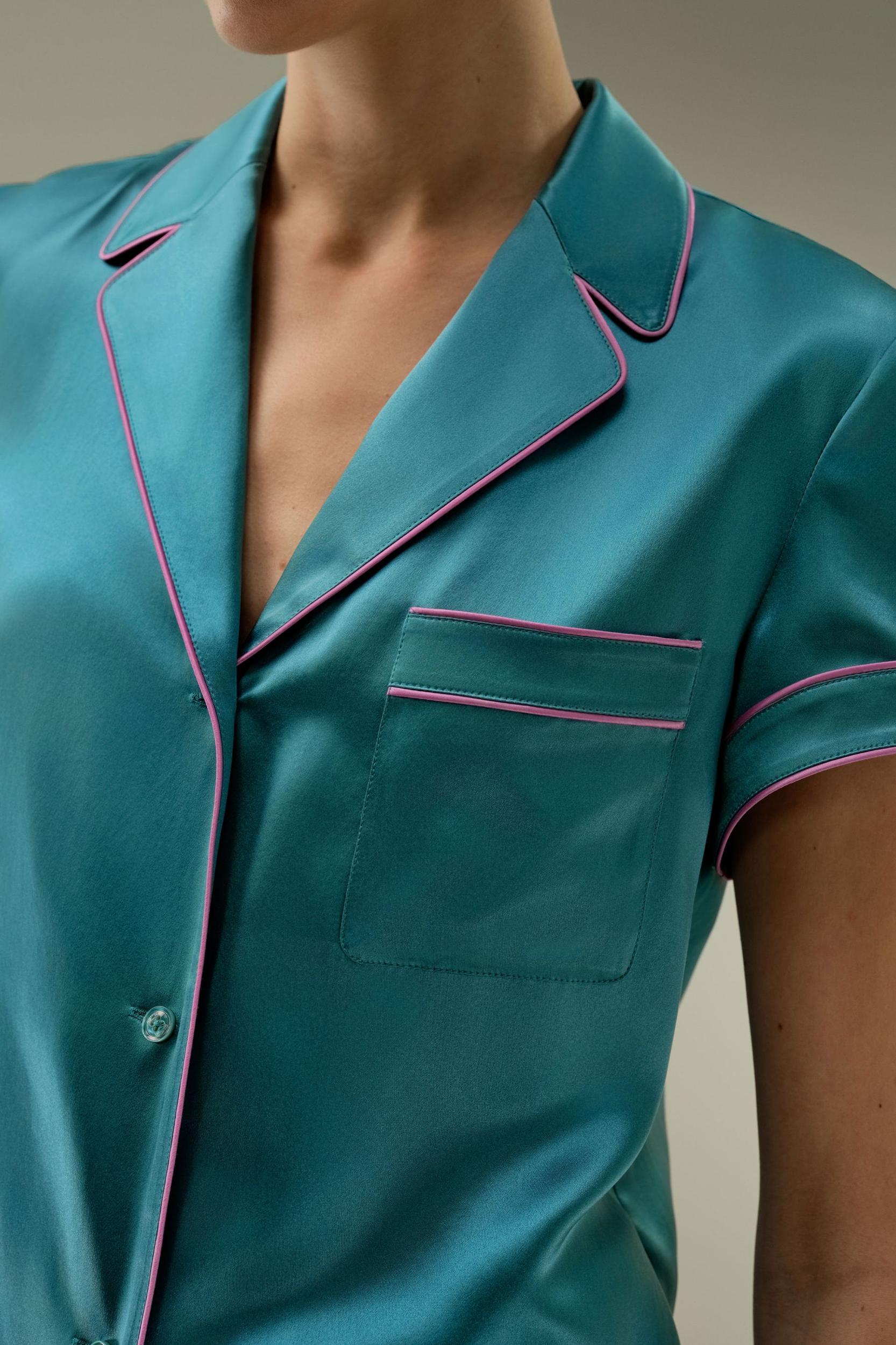 LSxES Contrast-Trimmed Silk Shirt Product Image