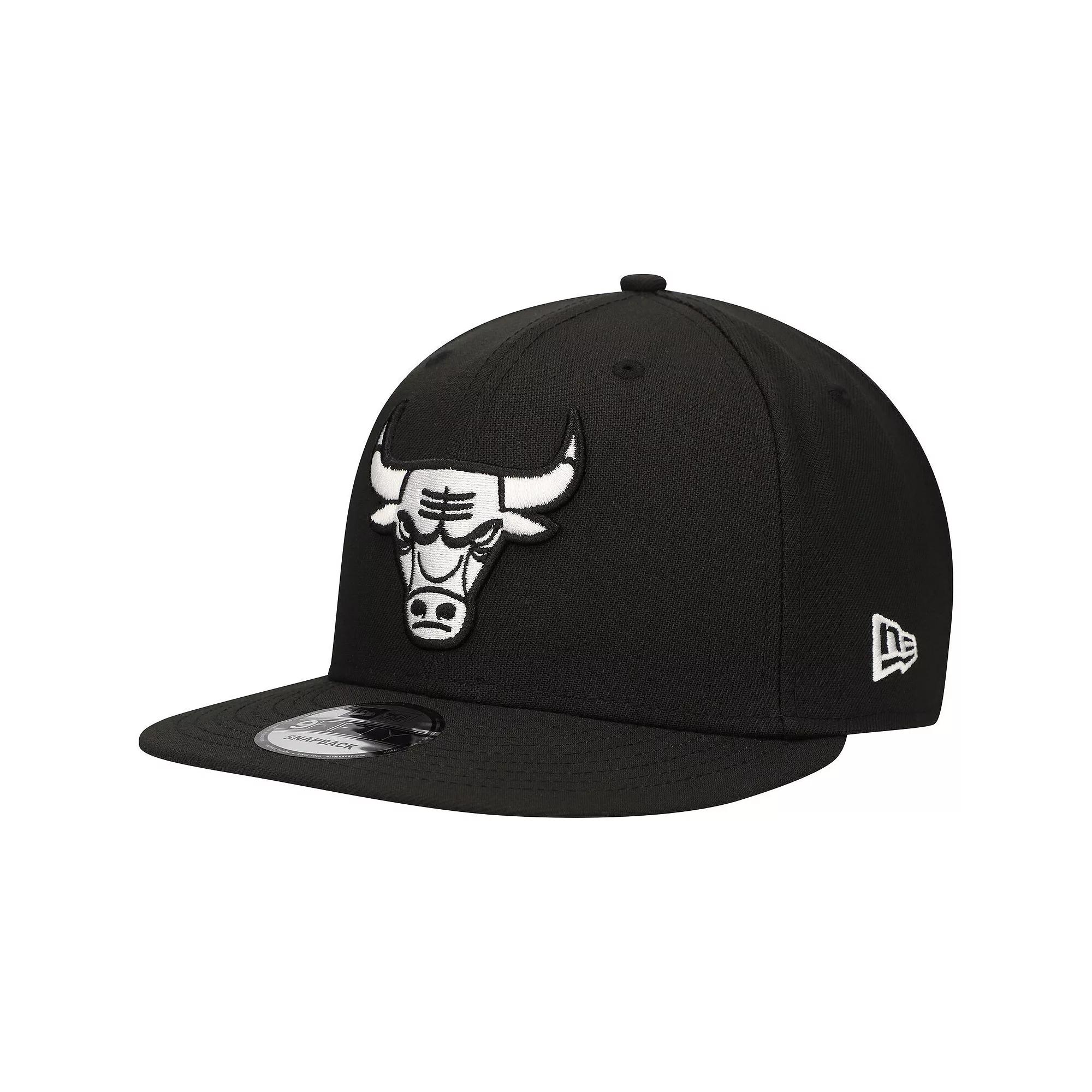 Men's New Era Black Chicago Bulls Chainstitch 9FIFTY Snapback Hat Product Image