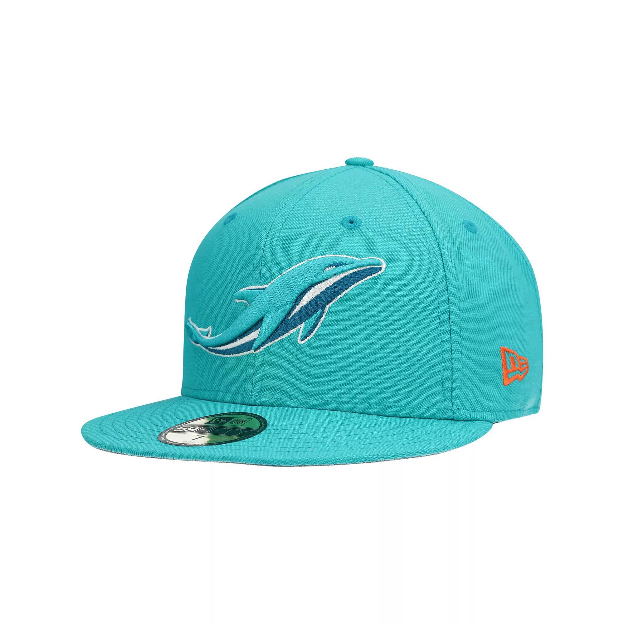 Men's New Era Aqua Miami Dolphins Omaha 59FIFTY Fitted Hat,  Product Image