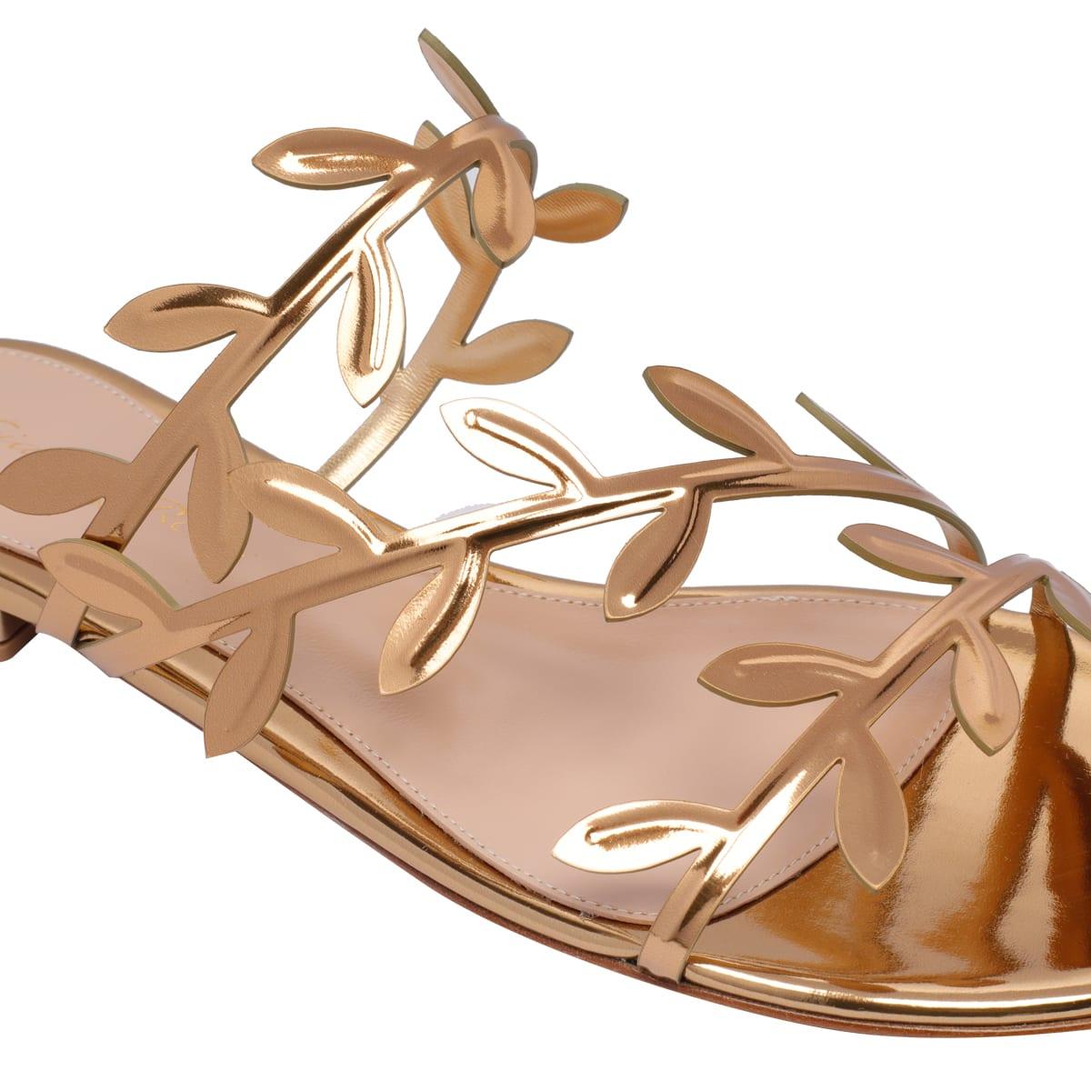 GIANVITO ROSSI Flavia Metallic Leather Sandals In Mekong Product Image