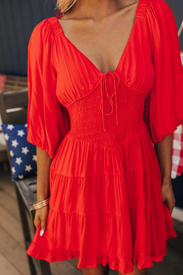 Whispering Muse Smocked Mini Dress In Red Product Image