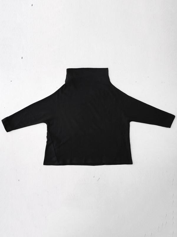 Urban Black&Gray High-Neck Long Sleeve Oversize T-Shirt Product Image