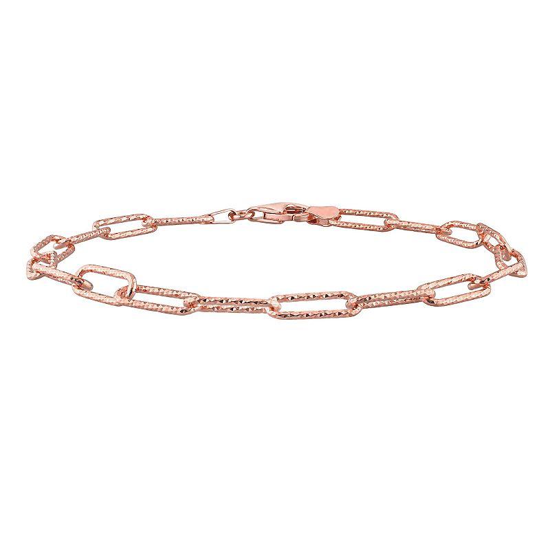 Stella Grace Mens 18k Rose Gold Over Silver Fancy Cut Paper Clip Link Chain Bracelet Rose Gold Tone Product Image
