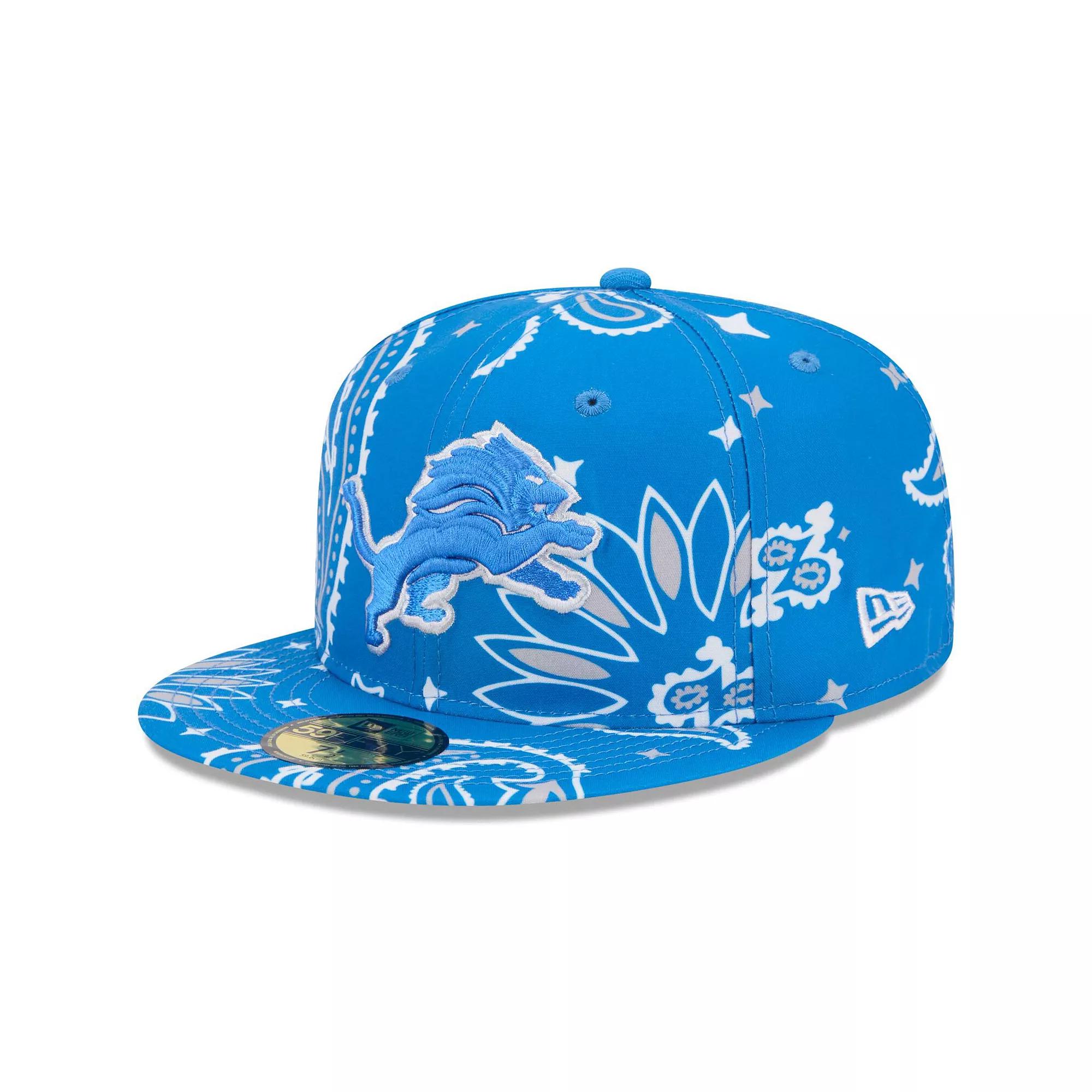 Men's New Era Blue Detroit Lions Paisley 59FIFTY Fitted Hat,  Product Image