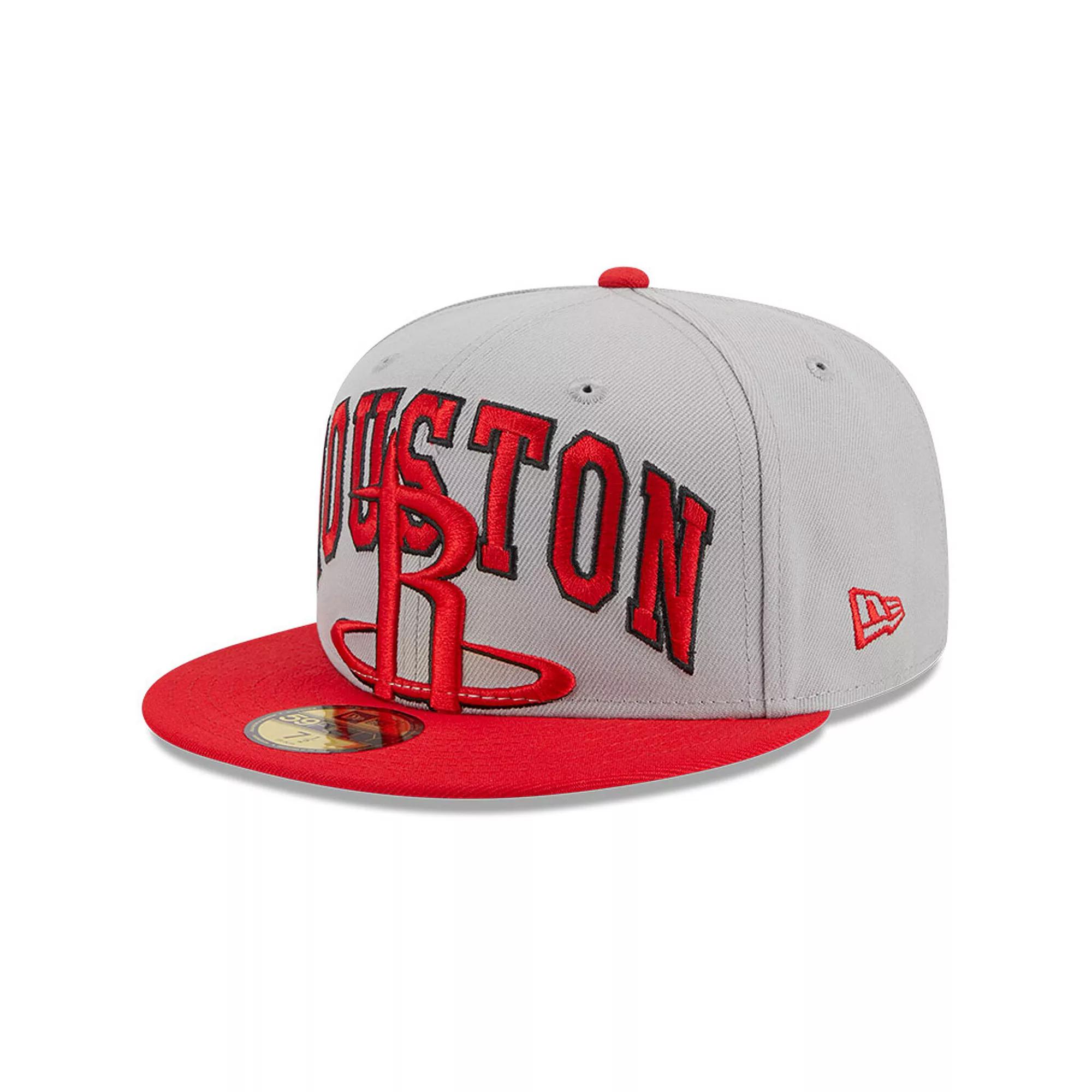 Men's New Era Gray/Red Houston Rockets Tip-Off Two-Tone 59FIFTY Fitted Hat, Size: 7 1/4, Grey Product Image