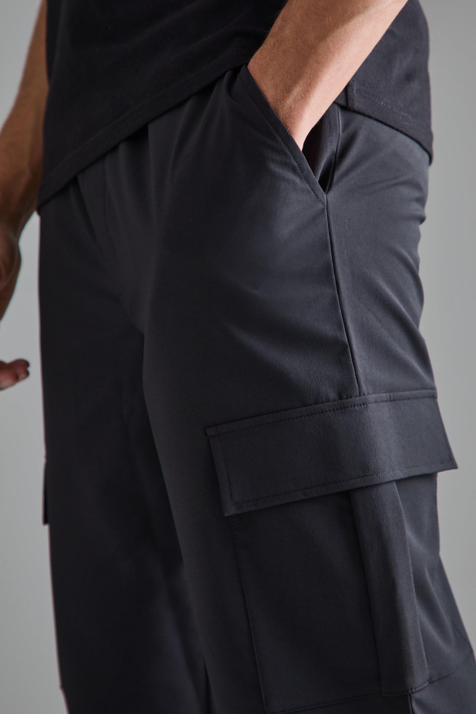 Elasticated Waist Straight Leg Cargo Smart Pants | boohooMAN USA Product Image