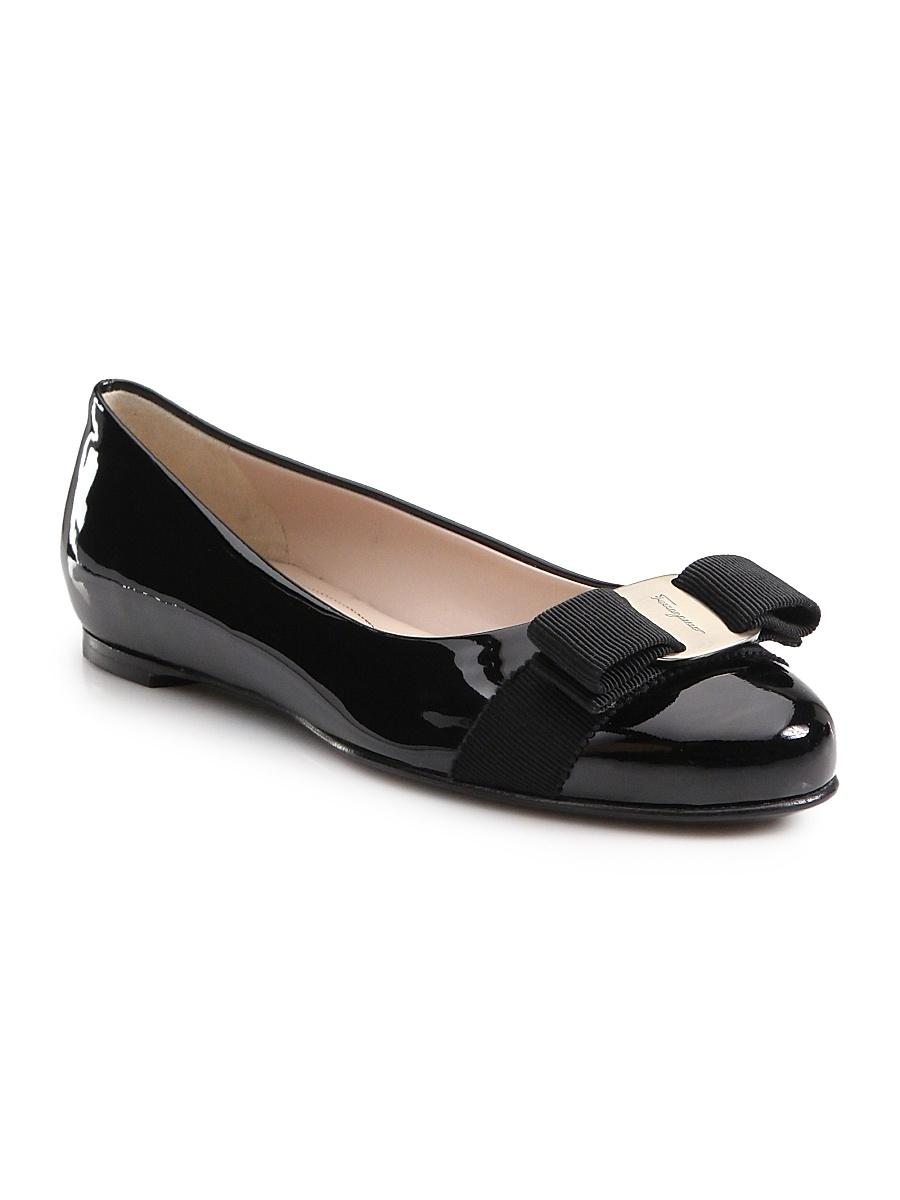 Varina Patent Leather Bow Ballerina Flats Product Image