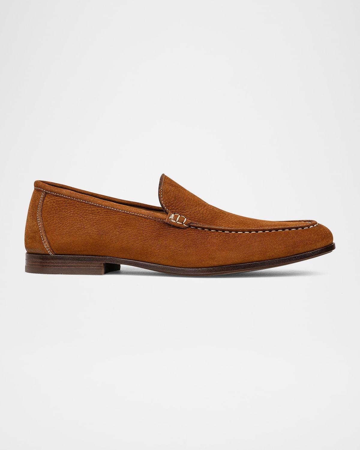 Men's Nubuck Leather Moc-Toe Loafers Product Image