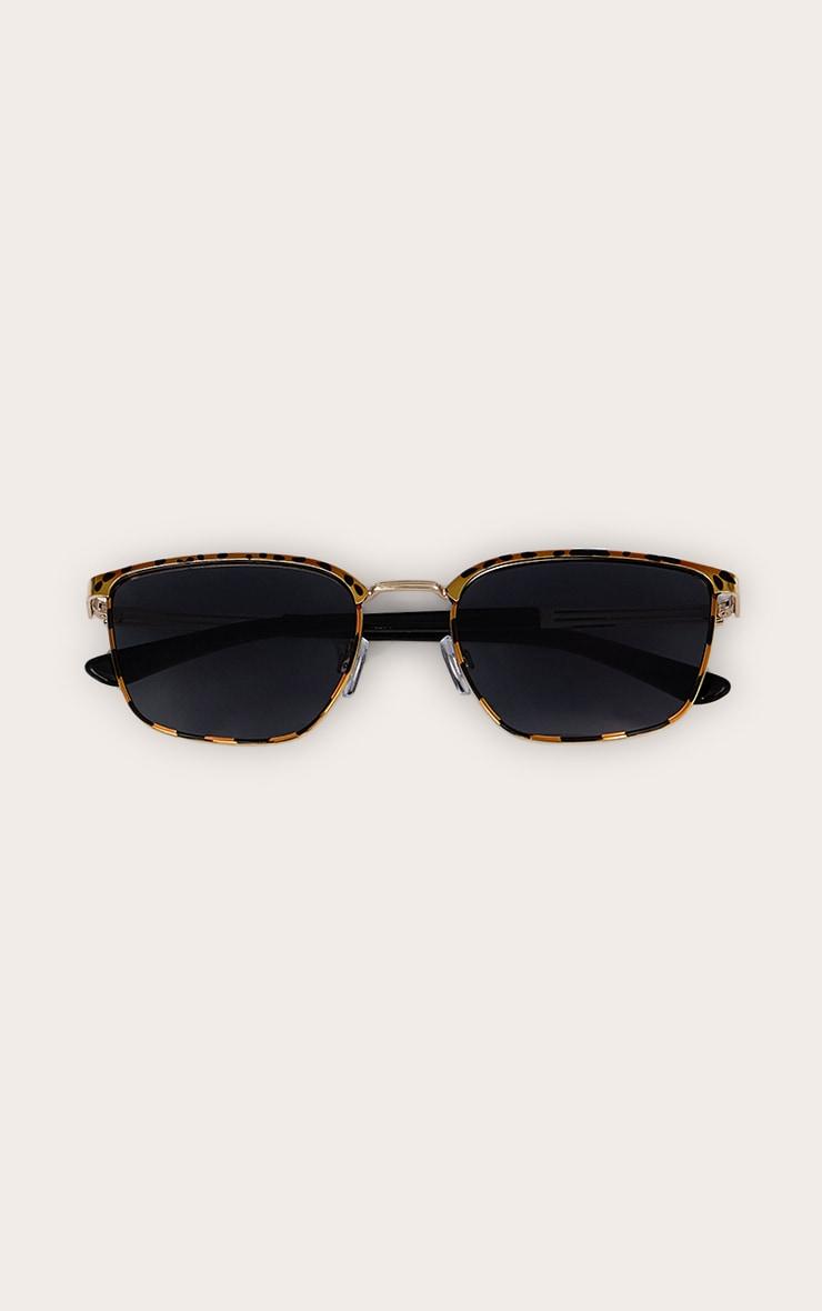 Tortoiseshell Metal Frame Square Bar Sunglasses Product Image