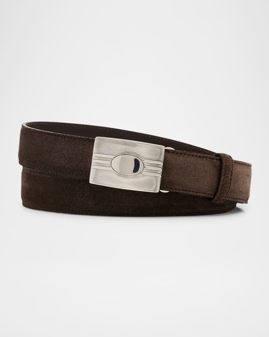 Men's Suede Rectangle-Buckle Belt Product Image