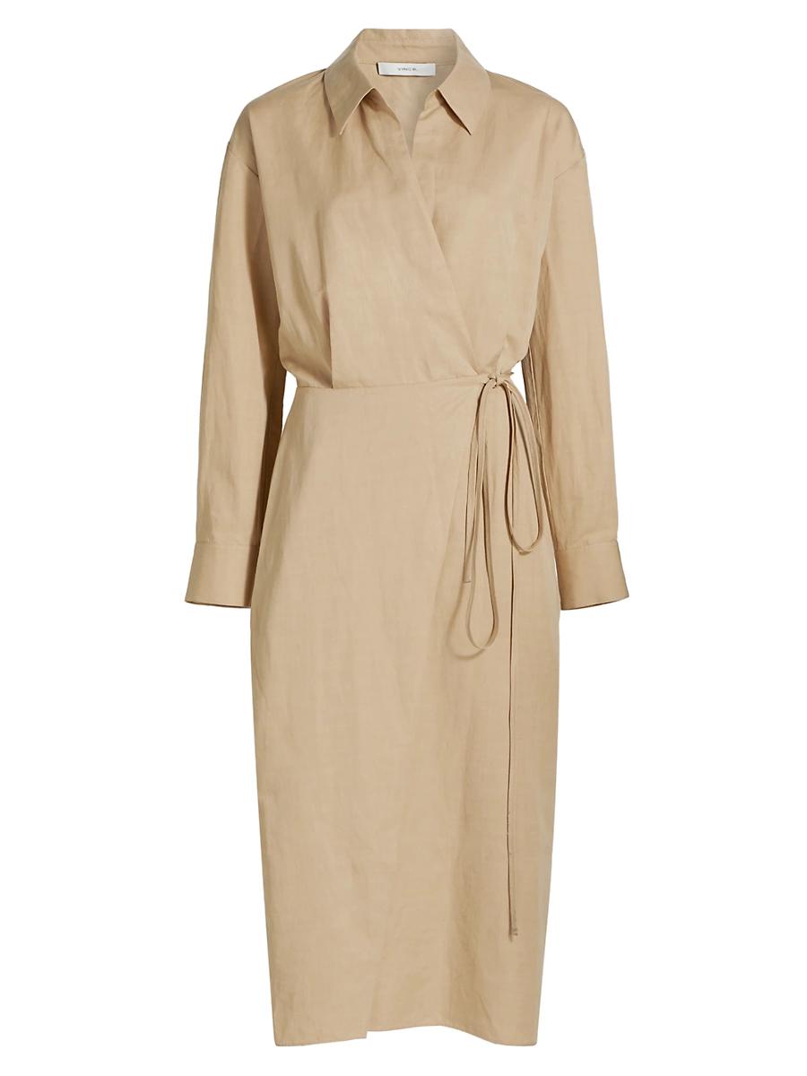 Cotton-Blend Wrap Shirt Dress Product Image