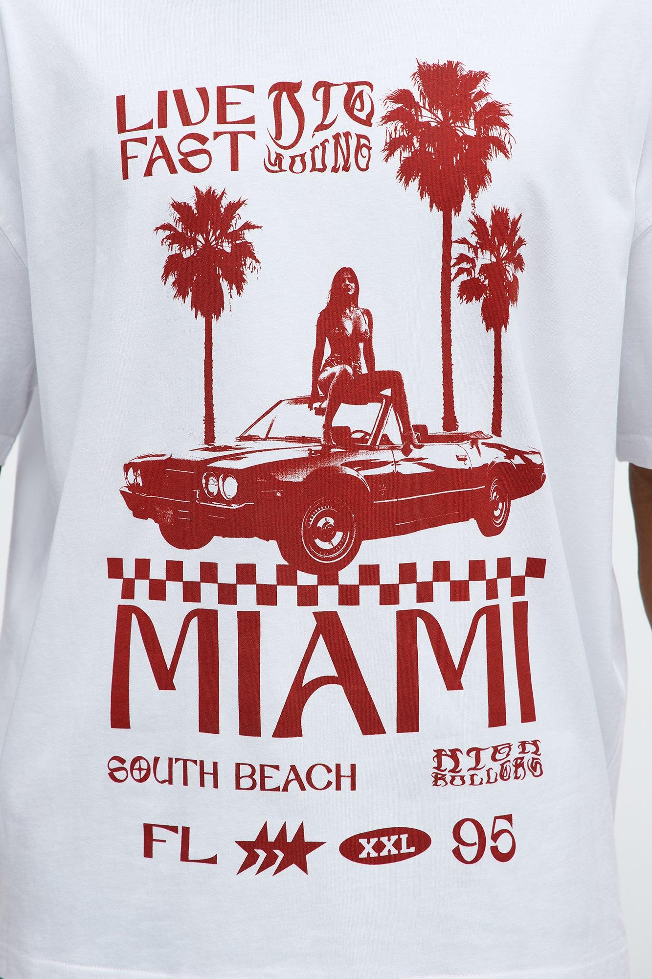 Live Fast Miami Oversized Short Sleeve Tee - White Male Product Image