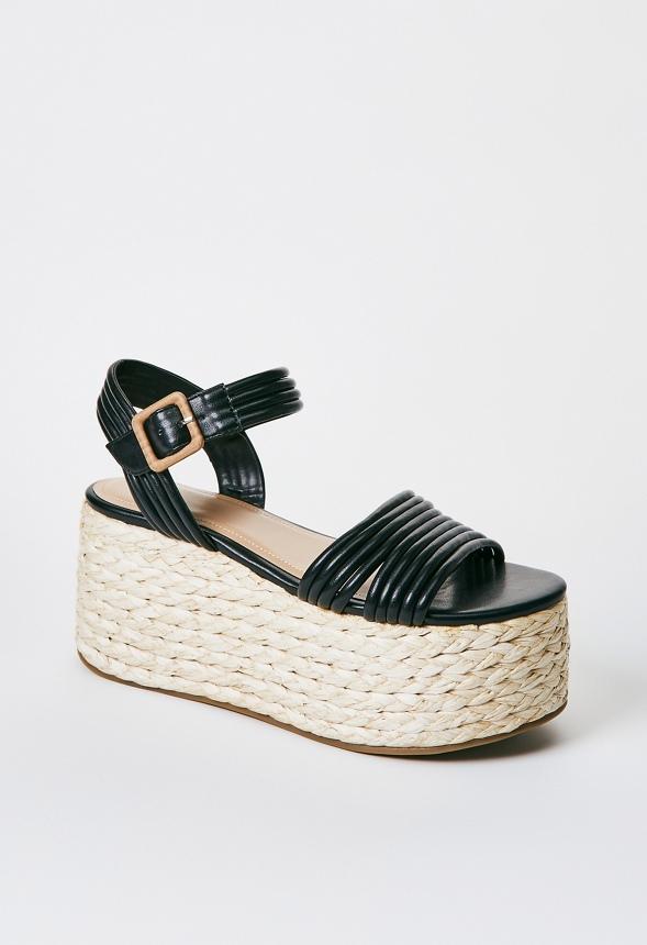 JustFab Margaux Platform Loafer Pump Womens Black/ White Size 8.5 Product Image