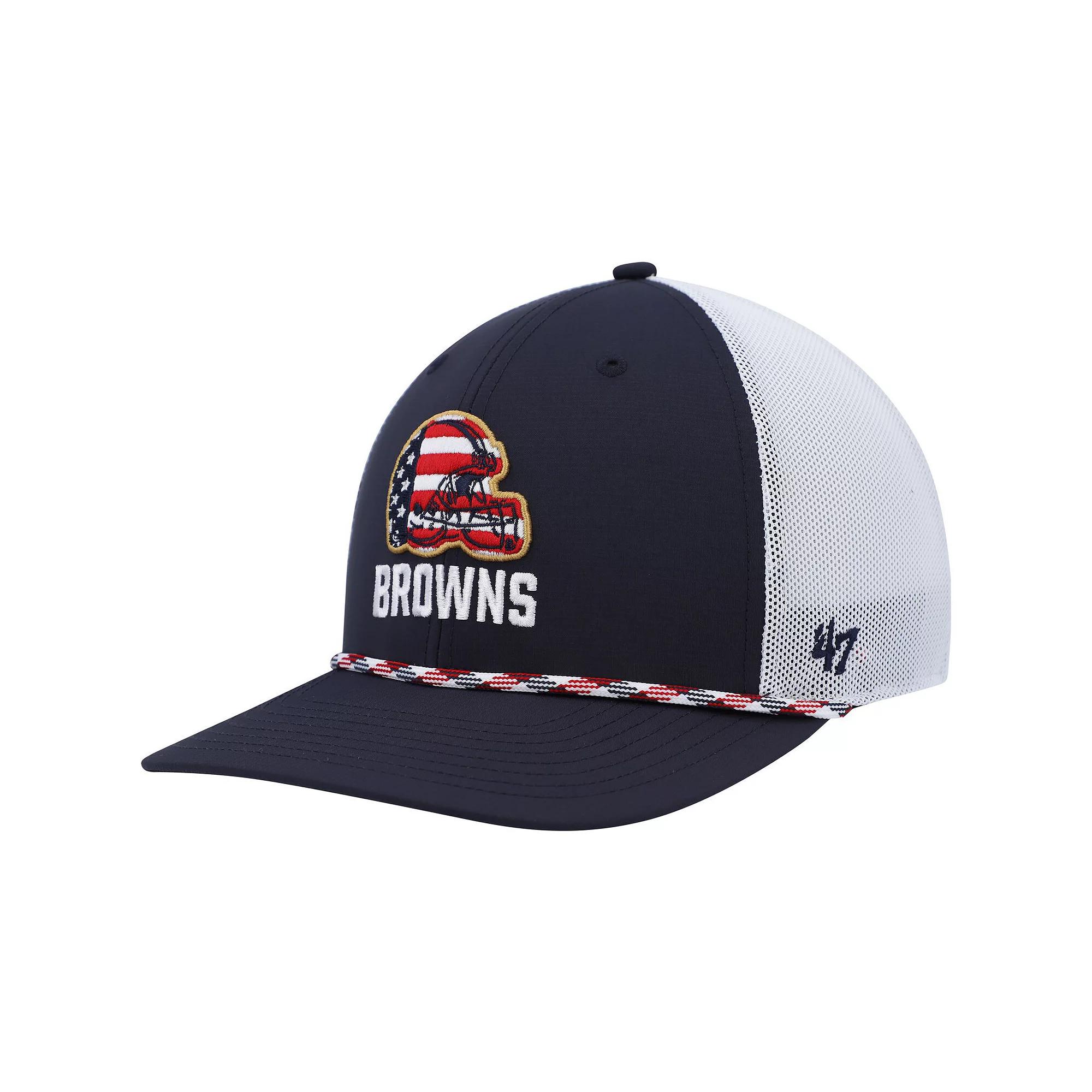 Men's '47 Navy/White Cleveland Browns Flag Fill Trucker Adjustable Hat, Blue Product Image