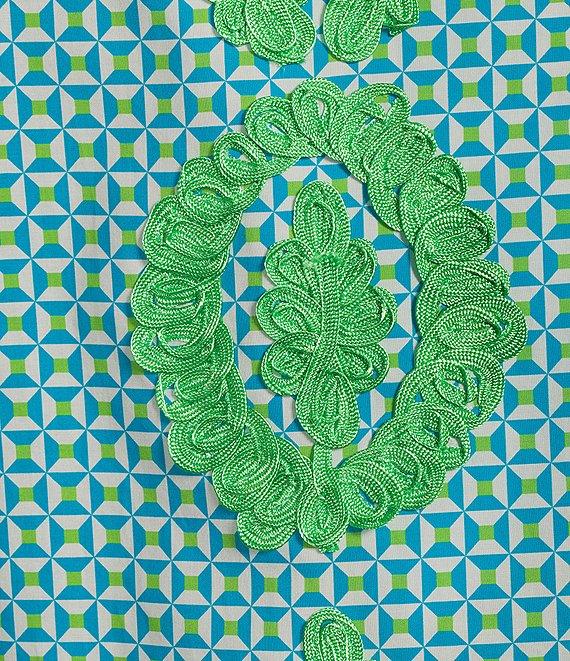 Calessa Petite Size Embroidered Retro Printed Split V-Neck 3/4 Sleeve Tunic Product Image