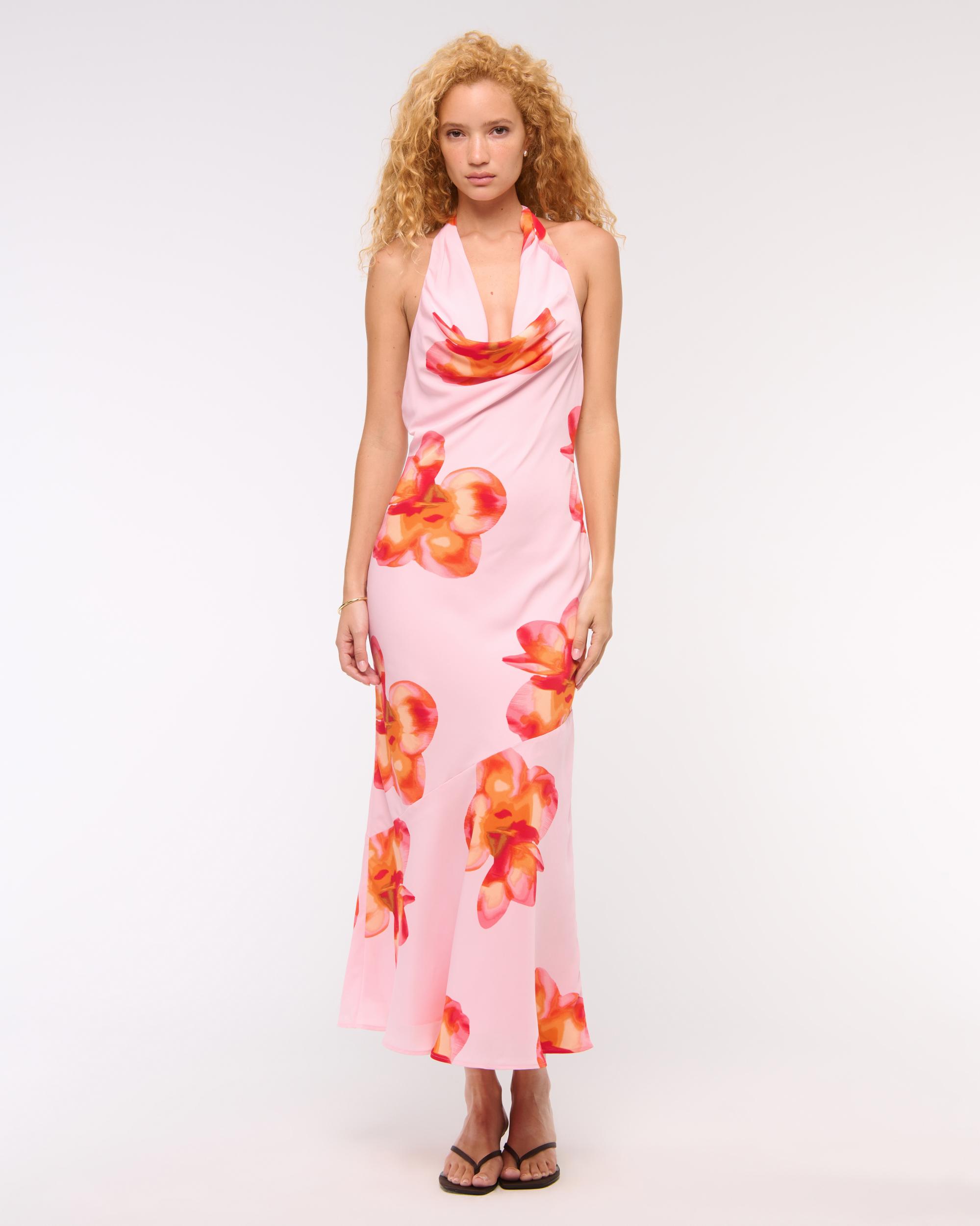 Cowl Halter Maxi Dress Product Image