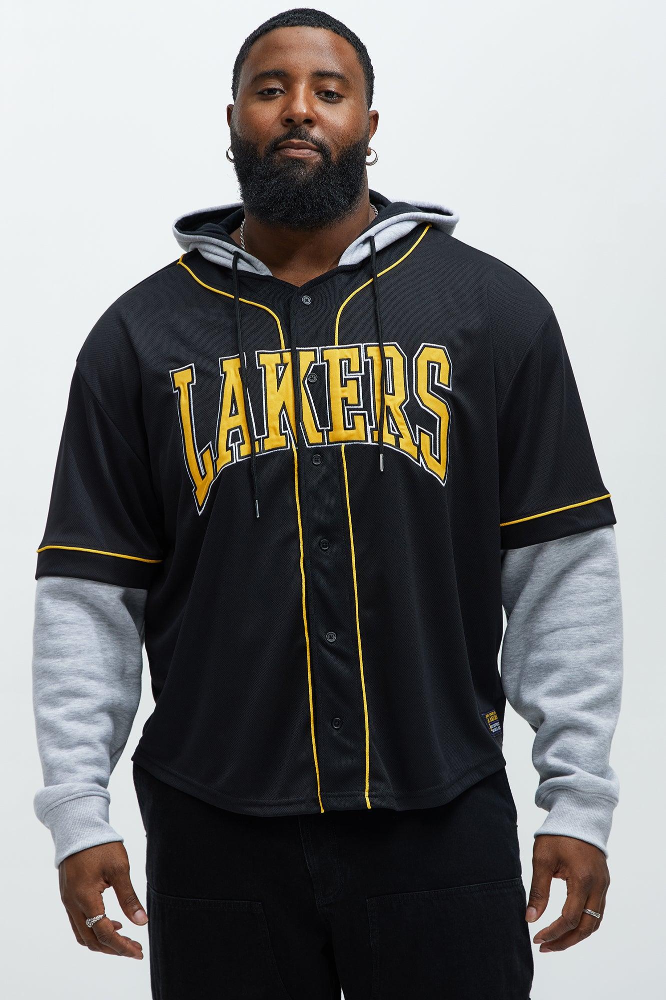 Lakers Clean Up Button Hoodie - Black Product Image