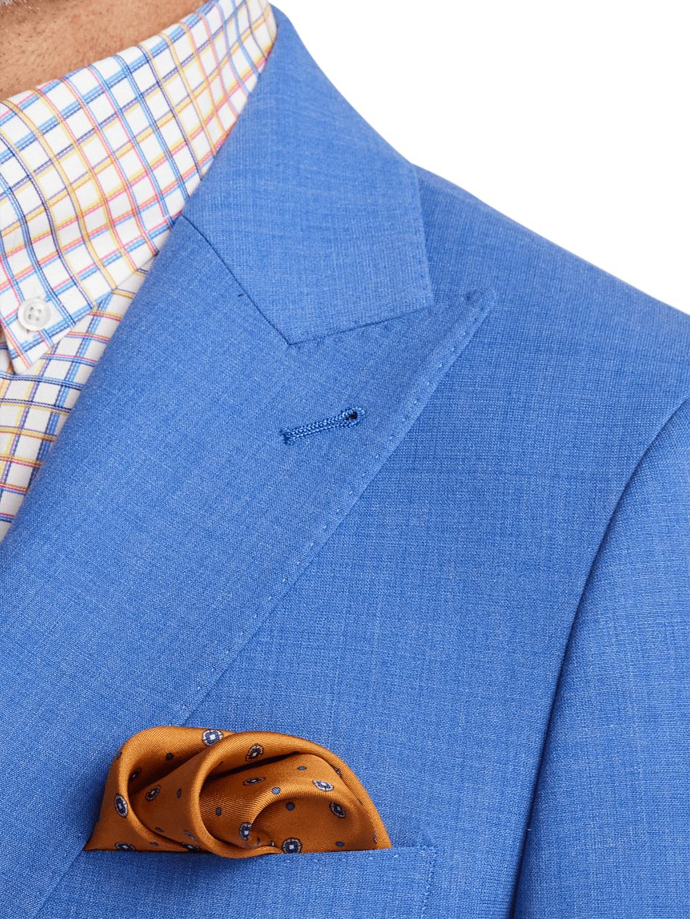 Wool Stretch Bengaline Peak Lapel Suit - French Blue Product Image