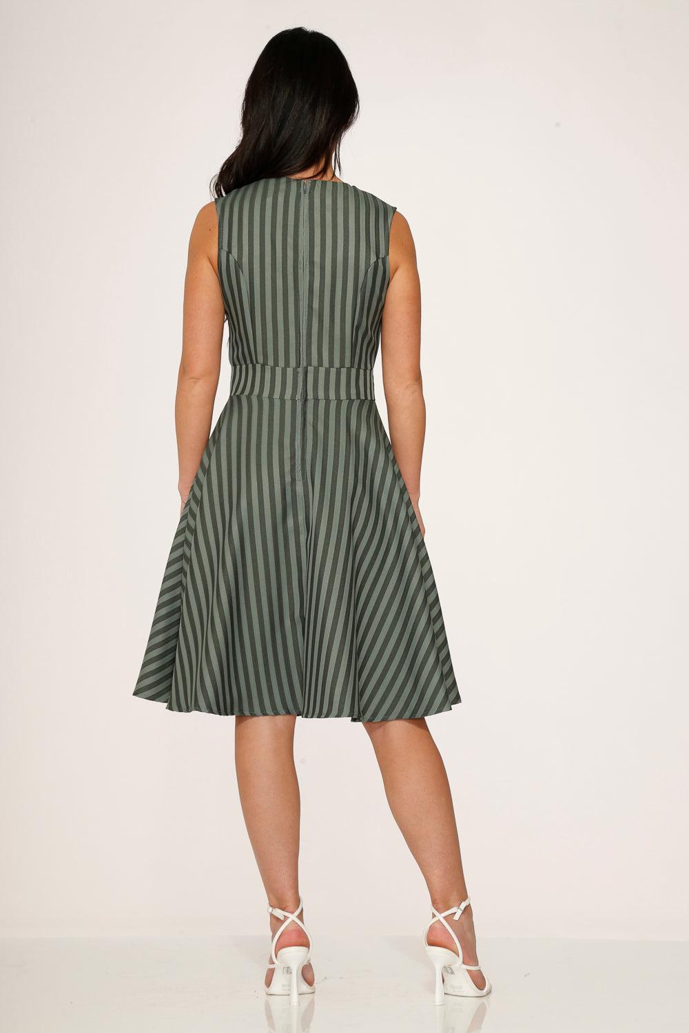 Olive Stripe Swing Dress Product Image