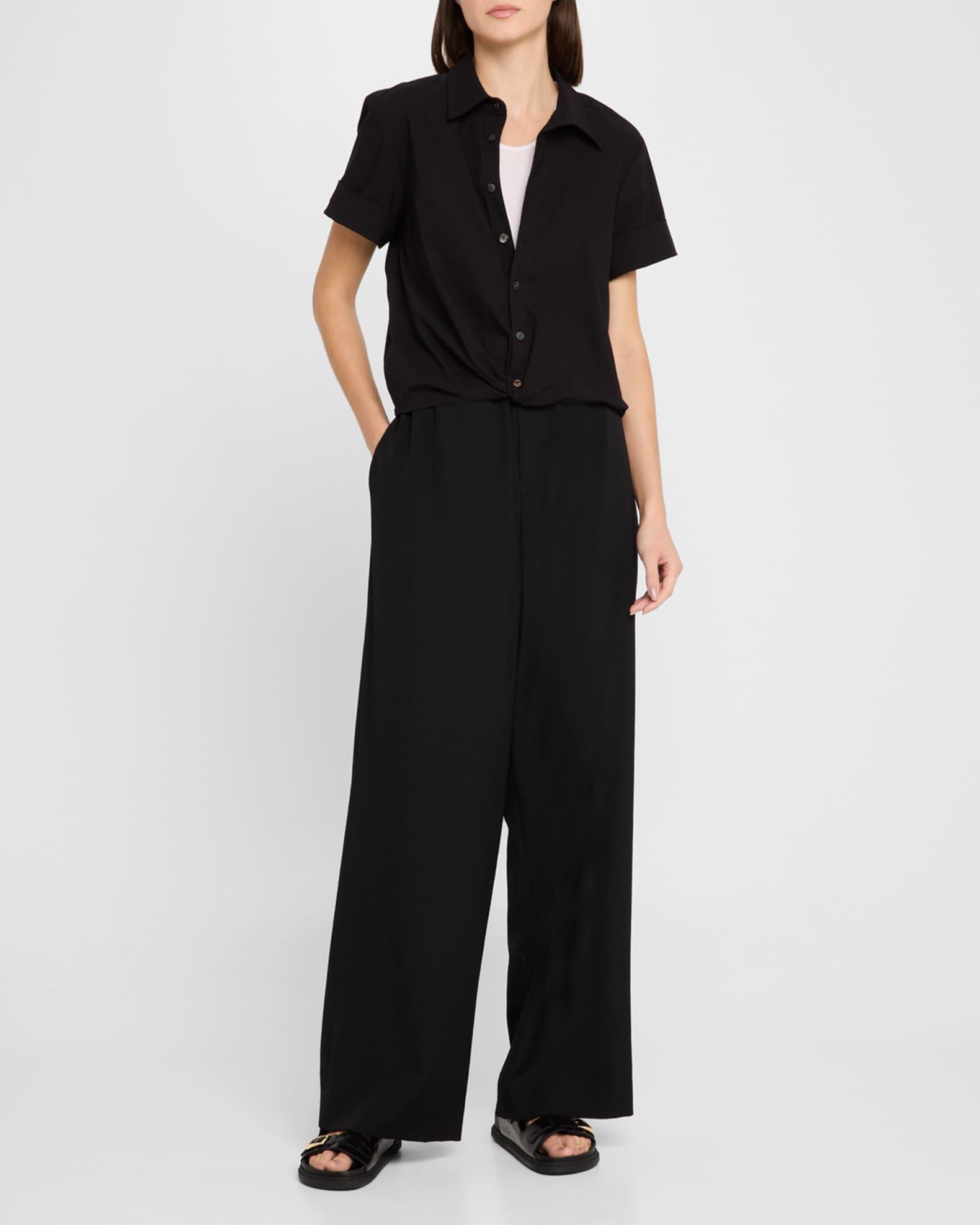 Alli Twist-Front Solid Stretch Shirt Product Image