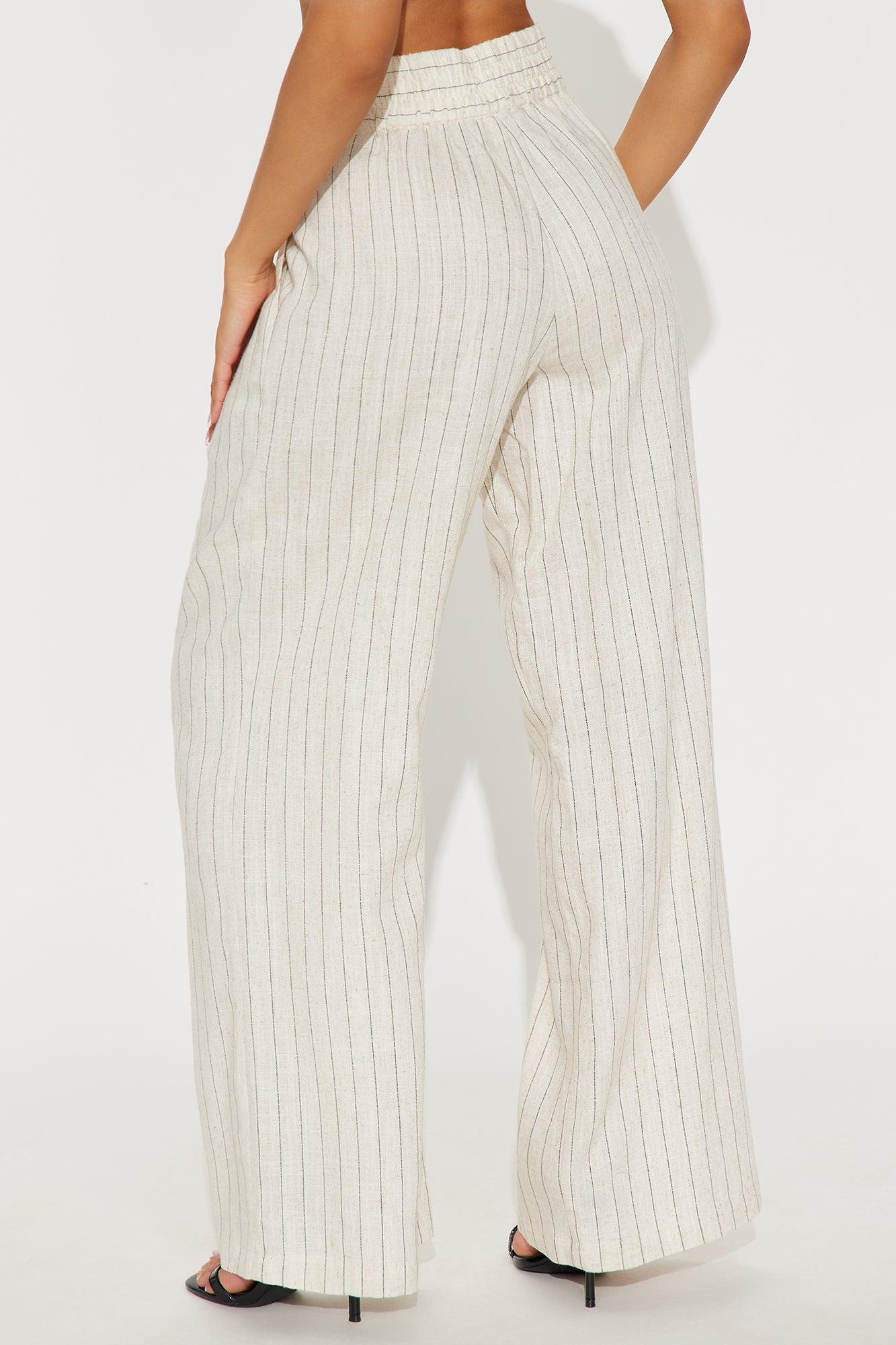 Lily Pinstripe Linen Pant - Cream/combo Product Image
