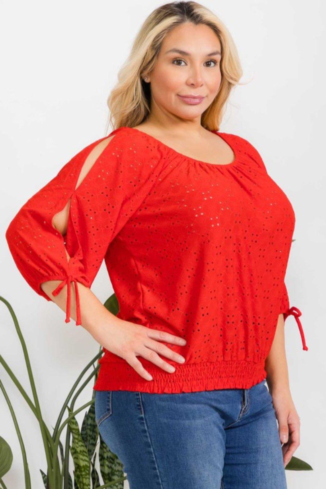 Eyelit Smocked Hem Top Product Image