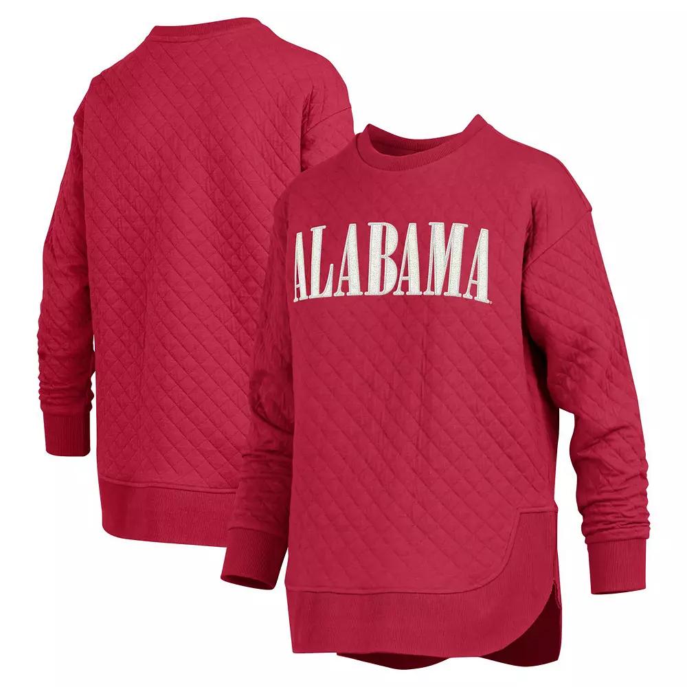 Women's Pressbox Crimson Alabama Crimson Tide Quilted Long Sleeve Pullover Sweatshirt,  Product Image