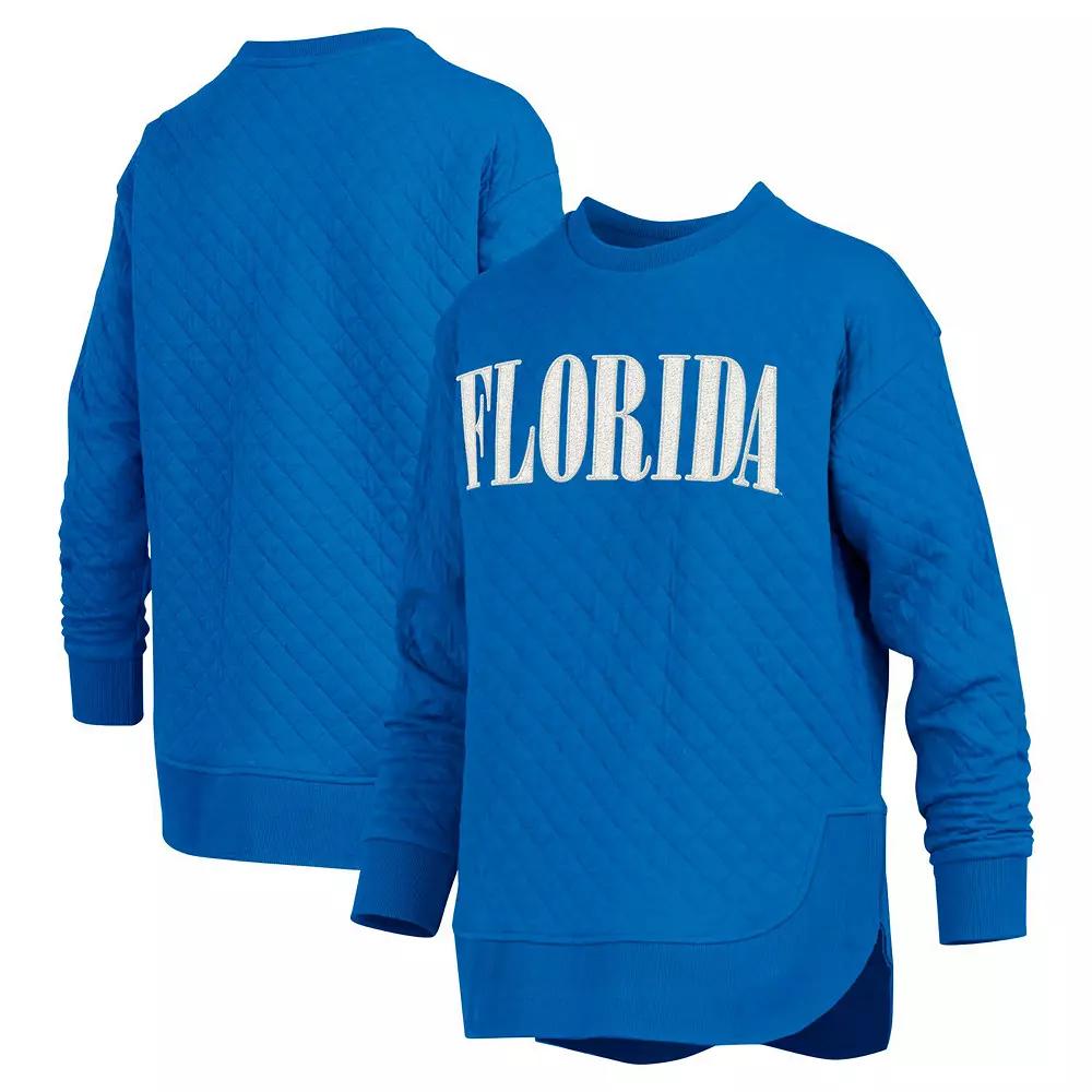 Women's Pressbox Royal Florida Gators Quilted Long Sleeve Pullover Sweatshirt,  Product Image