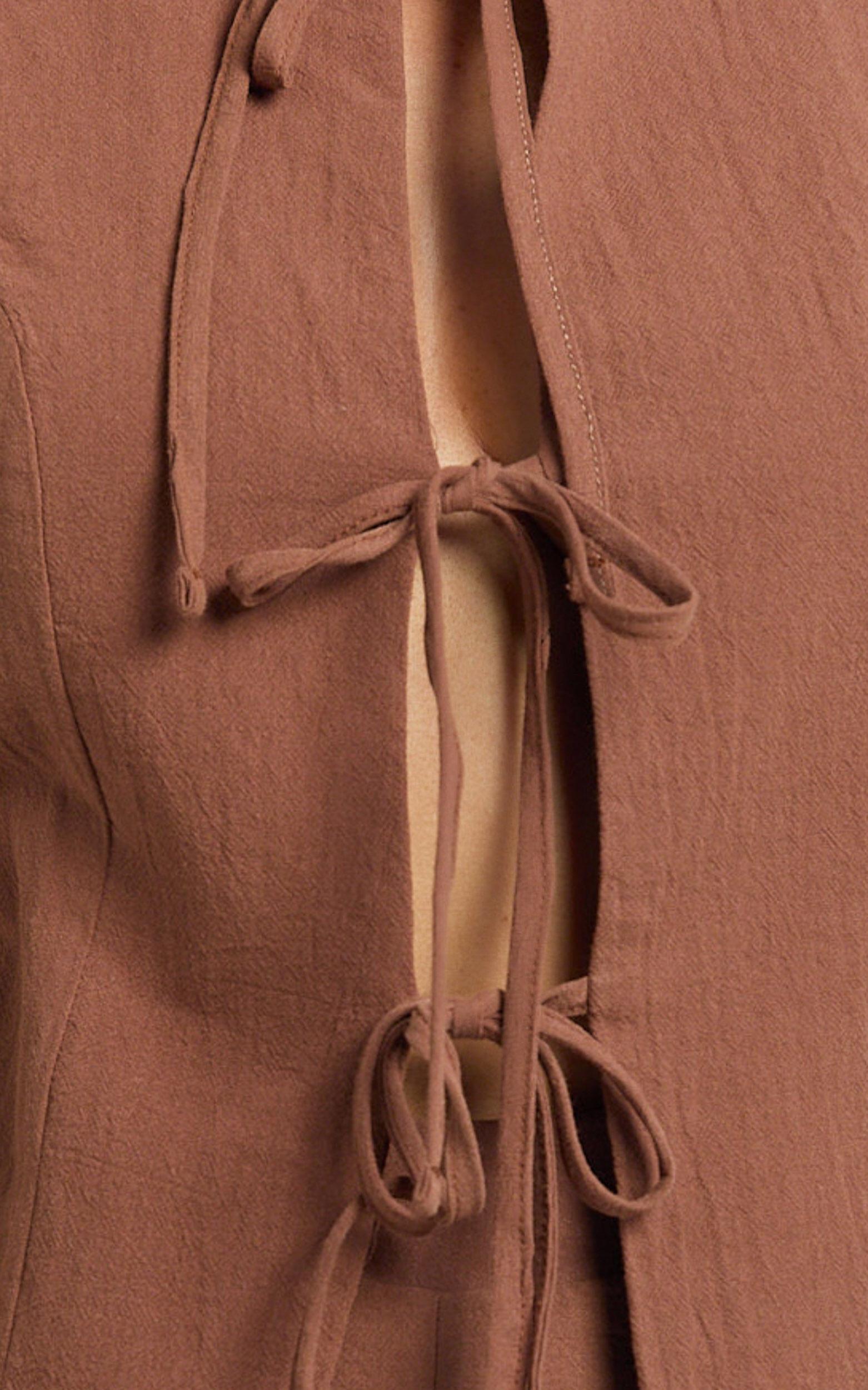 Keyla Two Piece Set - Tie Front Top and Mini Shorts in Chocolate Product Image