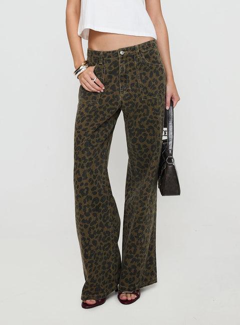 Briony Low Rise Wide Leg Jean Leopard Product Image