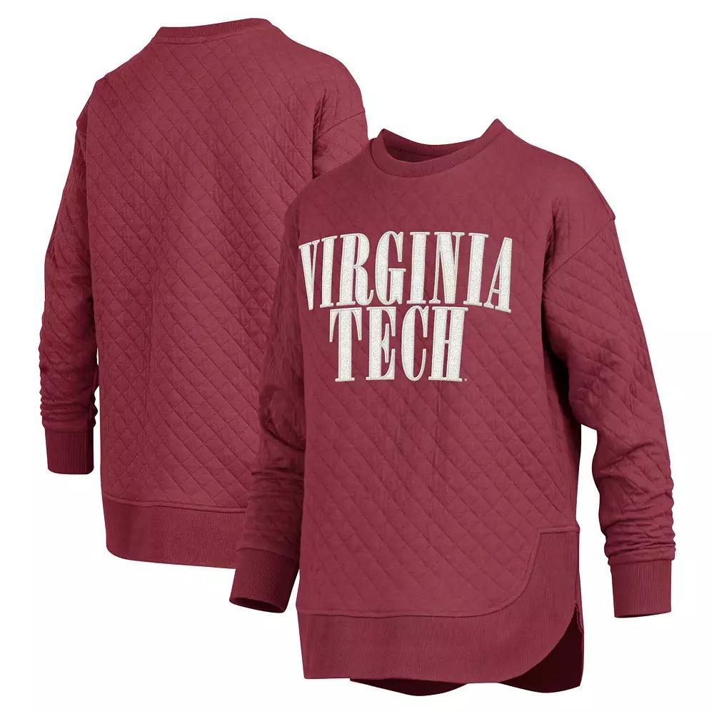 Women's Pressbox Maroon Virginia Tech Hokies Quilted Long Sleeve Pullover Sweatshirt, Size: XL, Red Product Image