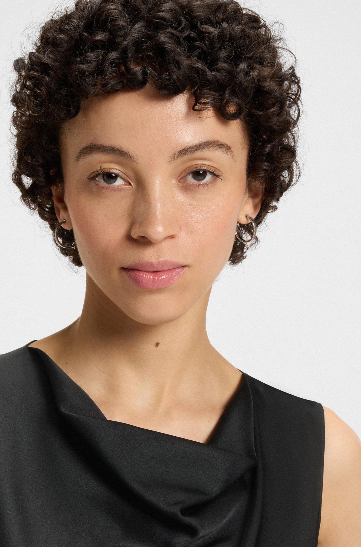 Sleeveless cowl-neck blouse in stretch silk Product Image