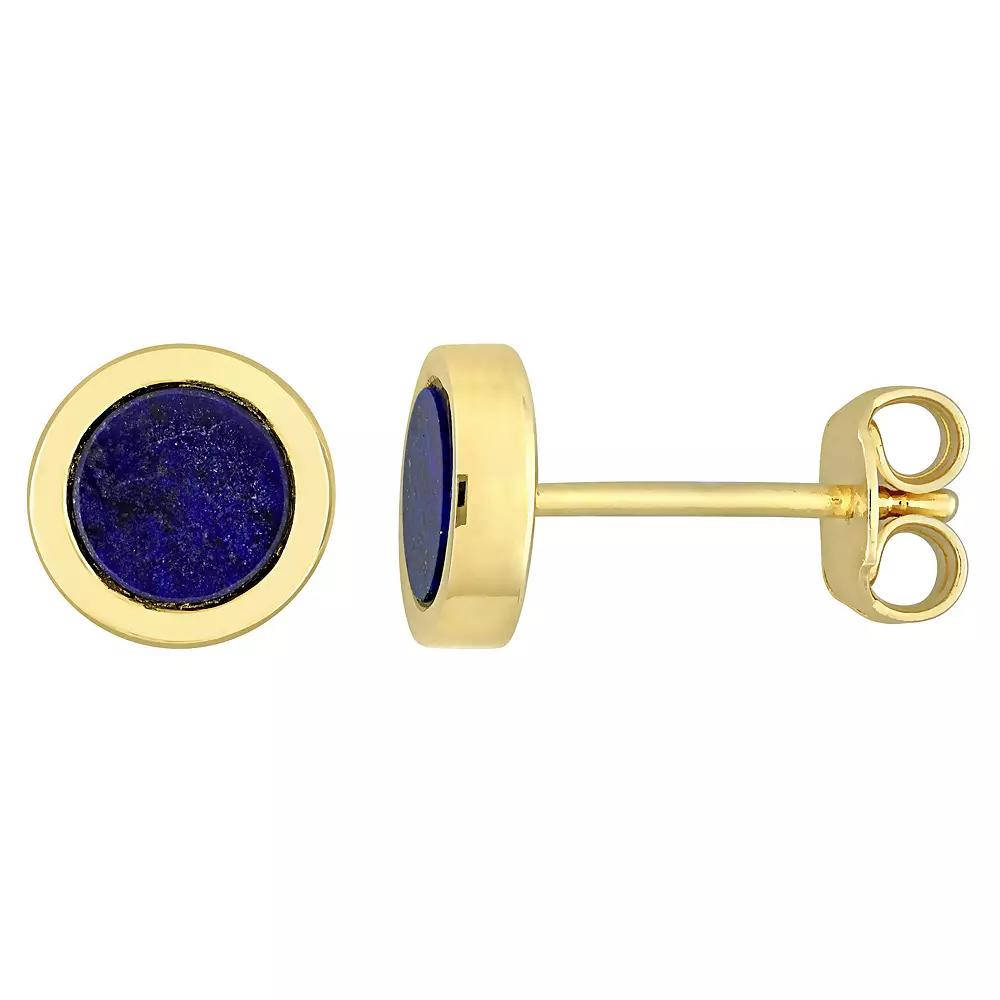 Stella Grace Men's 18k Gold Over Silver Lapis Lazuli Circle Stud Earrings, 18k Gold Plated Product Image