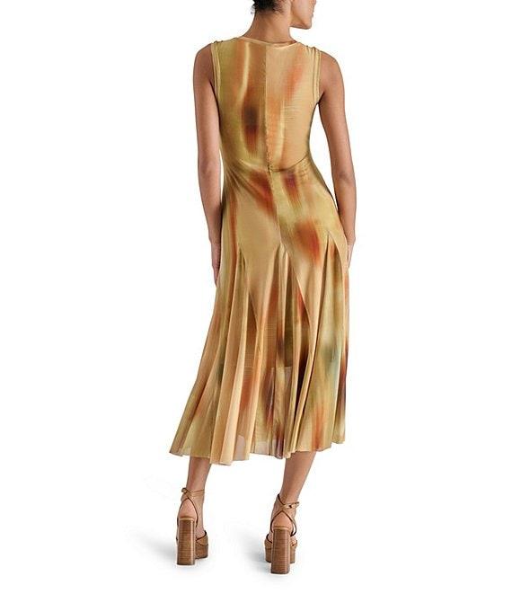Steve Madden Marenne Printed Mesh Knit Crew Neck Sleeveless Midi Dress Product Image