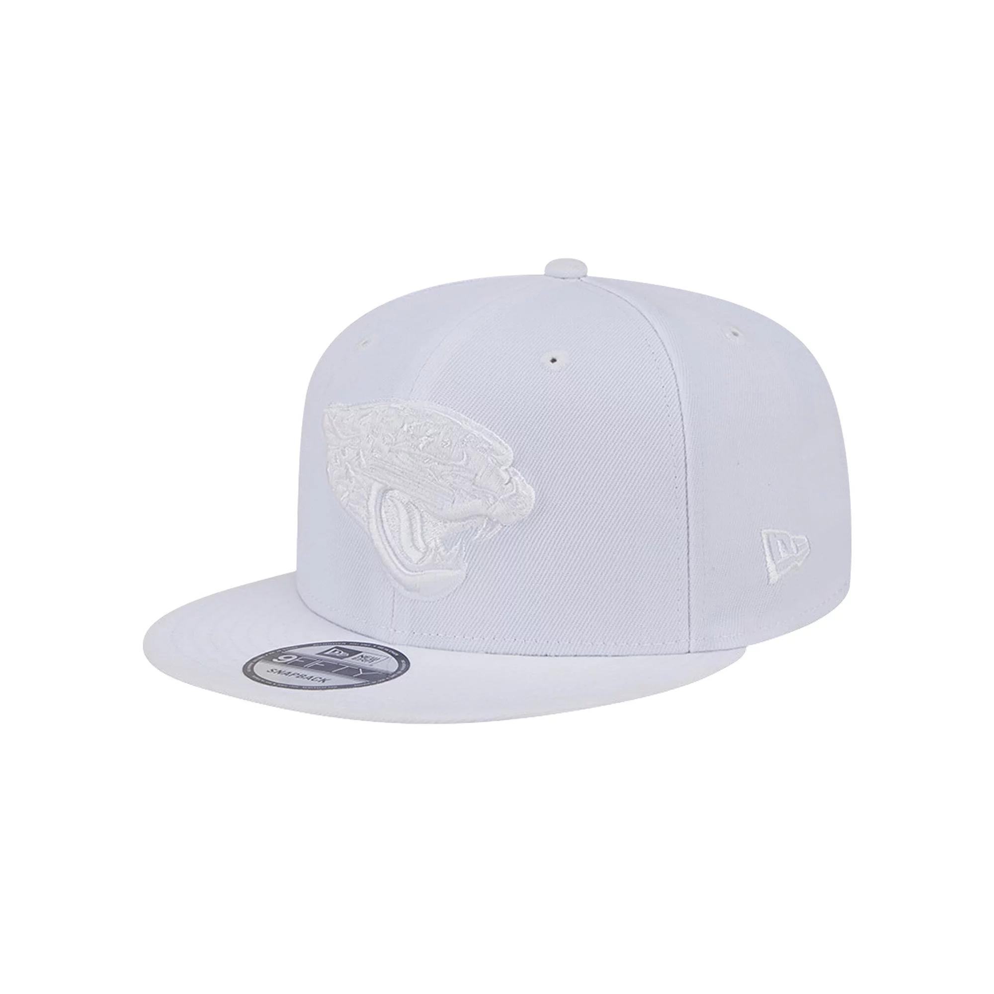 Men's New Era Jacksonville Jaguars Main White on White 9FIFTY Snapback Hat Product Image