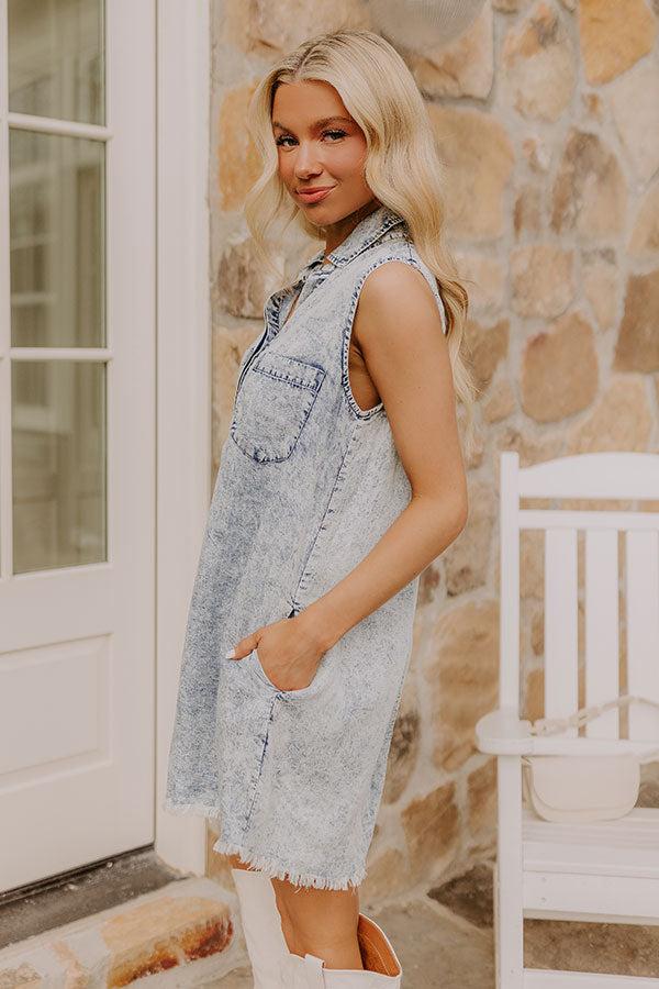 Park Days Ahead Vintage Wash Mini Dress in Light Wash Product Image