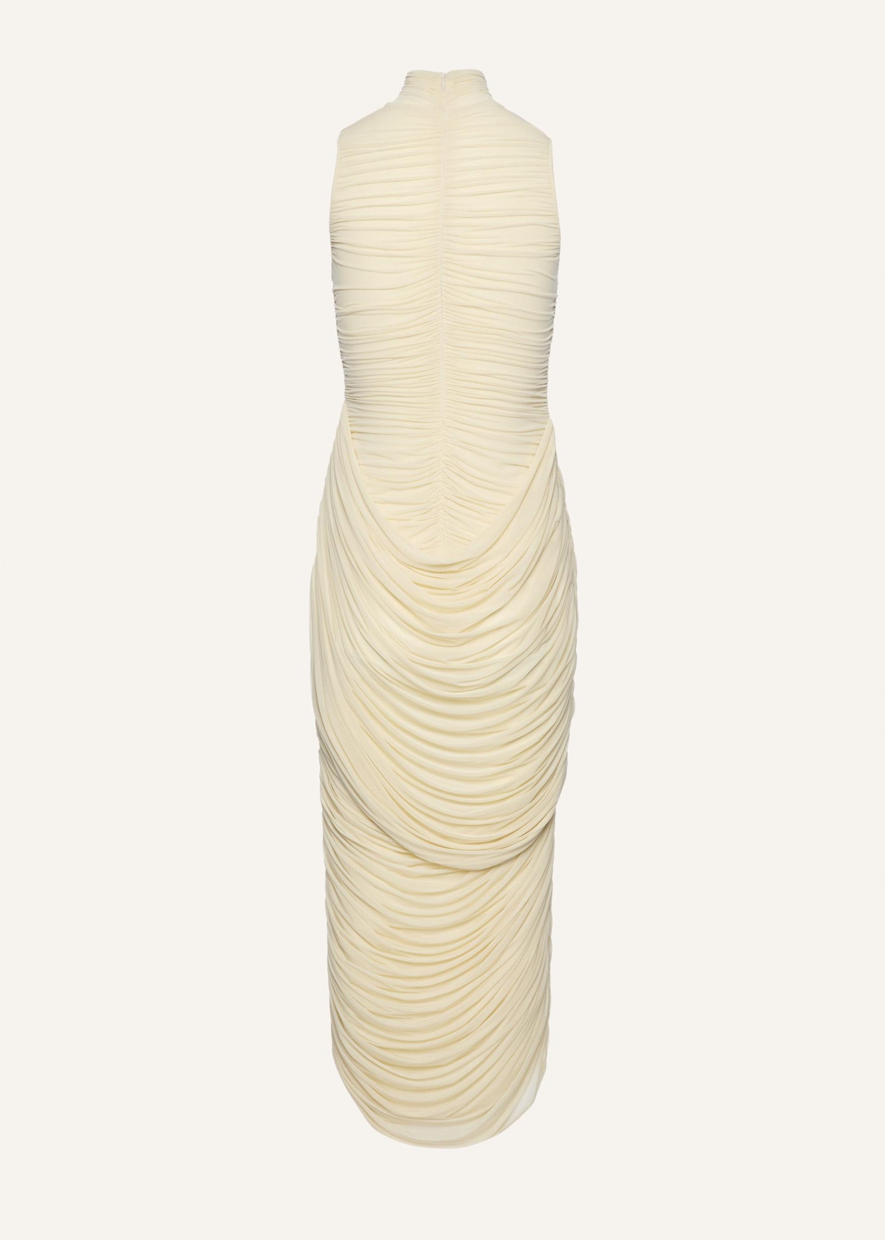 High-neck draped maxi dress in vanilla Product Image