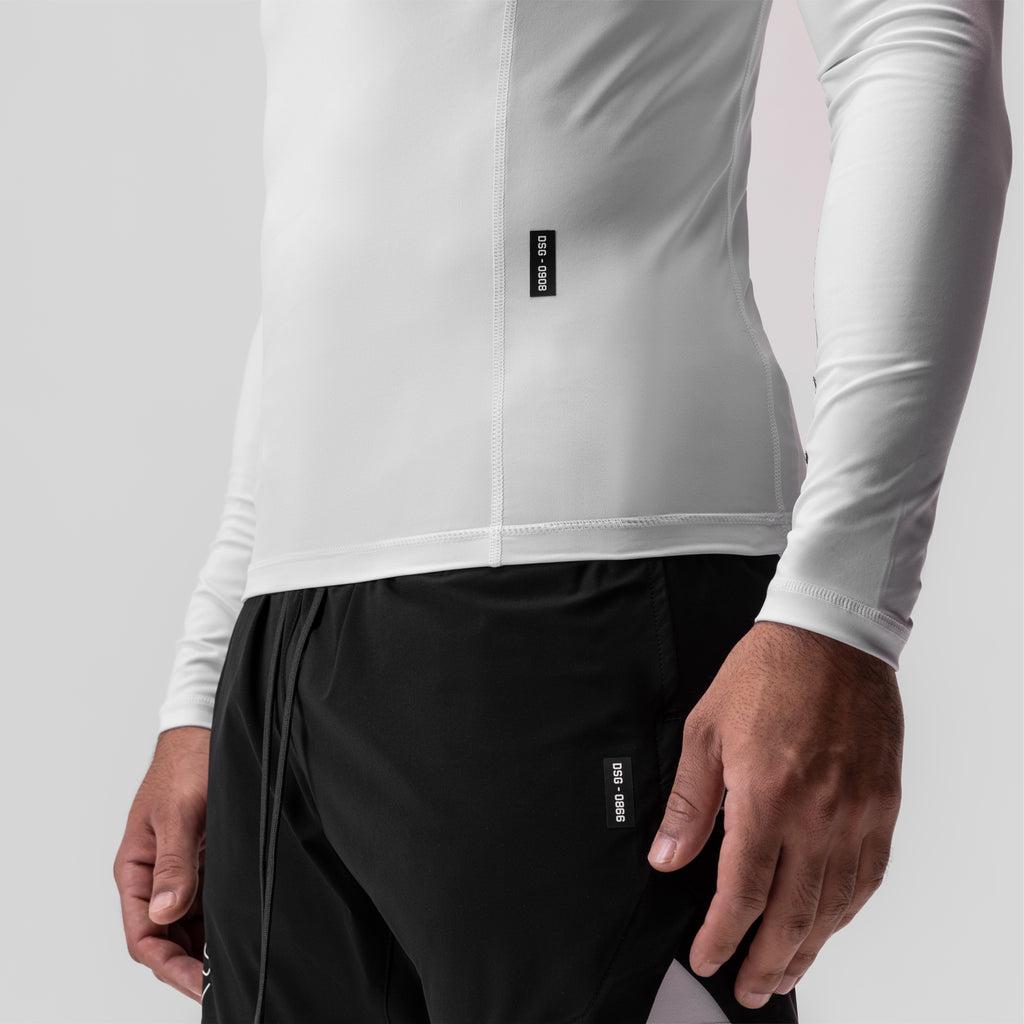 0908. WarpFlexx® Compression Mock Neck Long Sleeve - White "Space Bracket" Product Image