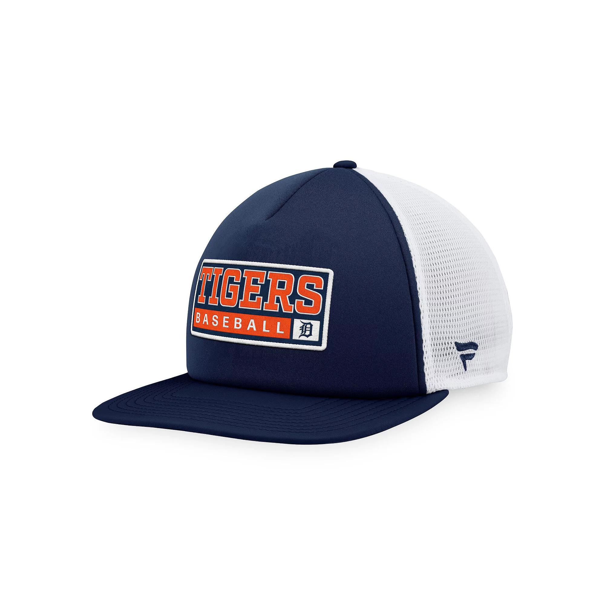 Men's Majestic Navy/White Detroit Tigers Foam Trucker Snapback Hat, Blue Product Image