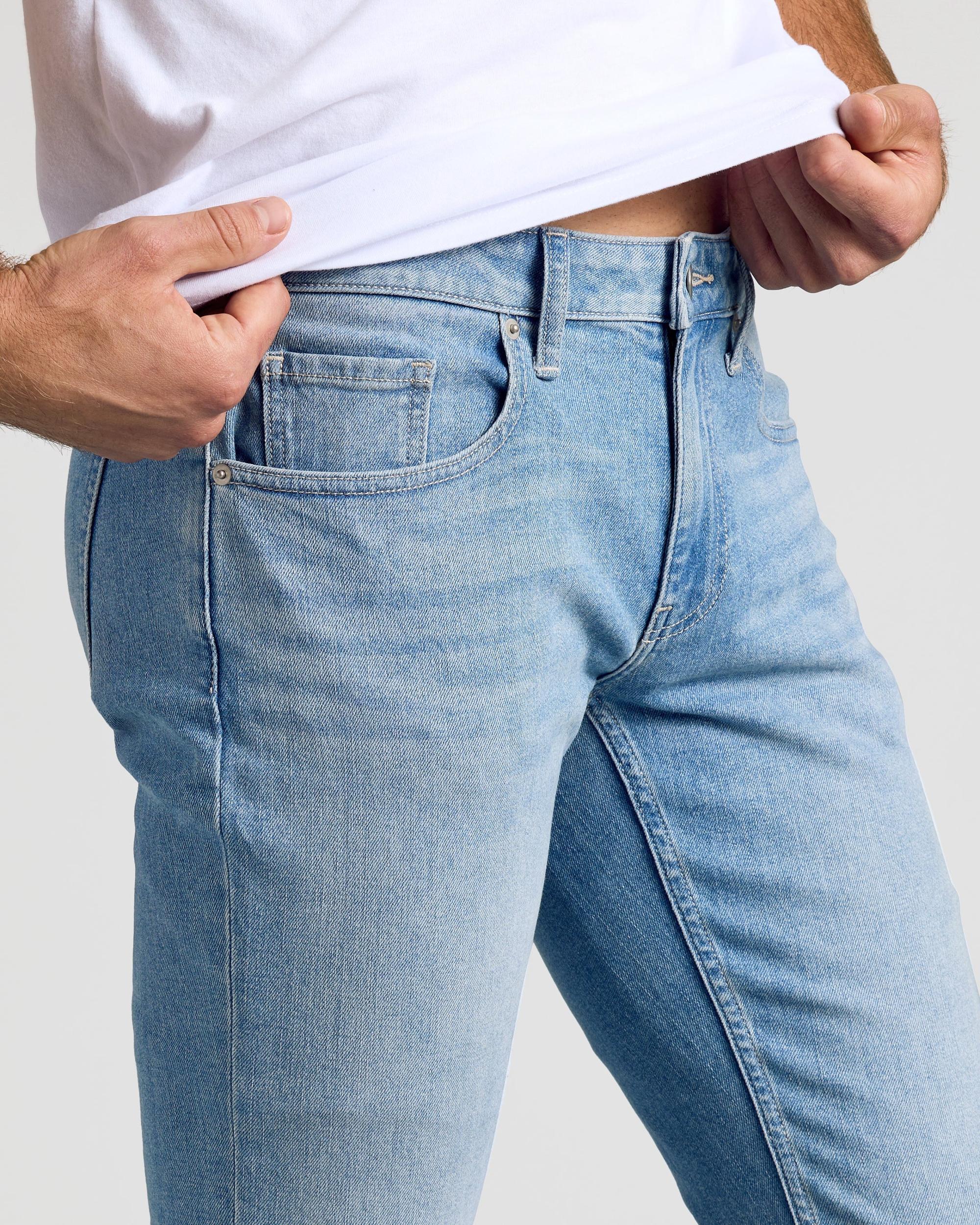 Light Indigo Wash Slim Authentic Denim Jeans Product Image