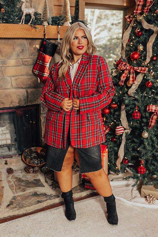 Festival Feels Plaid Blazer Curves Product Image