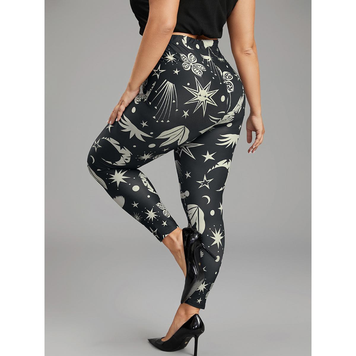 Plus Size Natural Print High Rise Skinny Leggings Women Black Casual High stretch Skinny High Rise Everyday Leggings BloomChic 30/6X Product Image