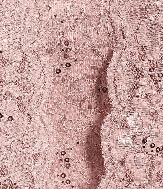 Ignite Evenings Plus Size Scalloped Sequin Lace Square Neck 3/4 Sleeve 2-Piece Jacket Dress Product Image