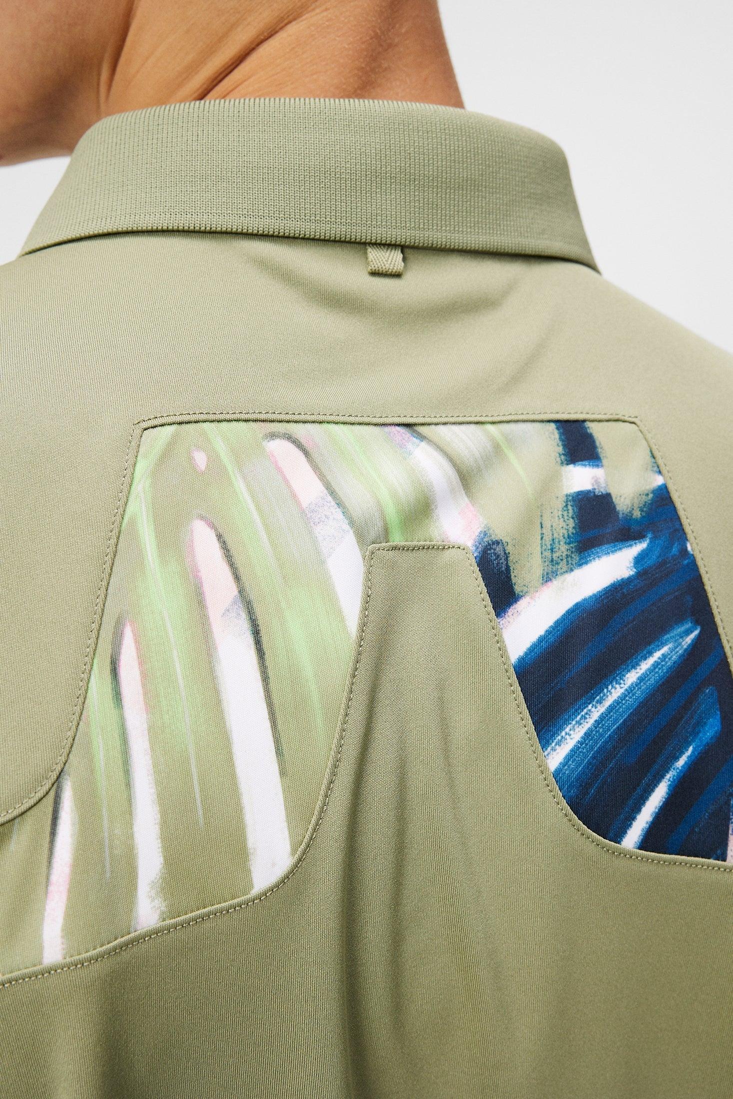 J. Lindeberg Kv Regular Fit Print Polo in Oil Green Product Image