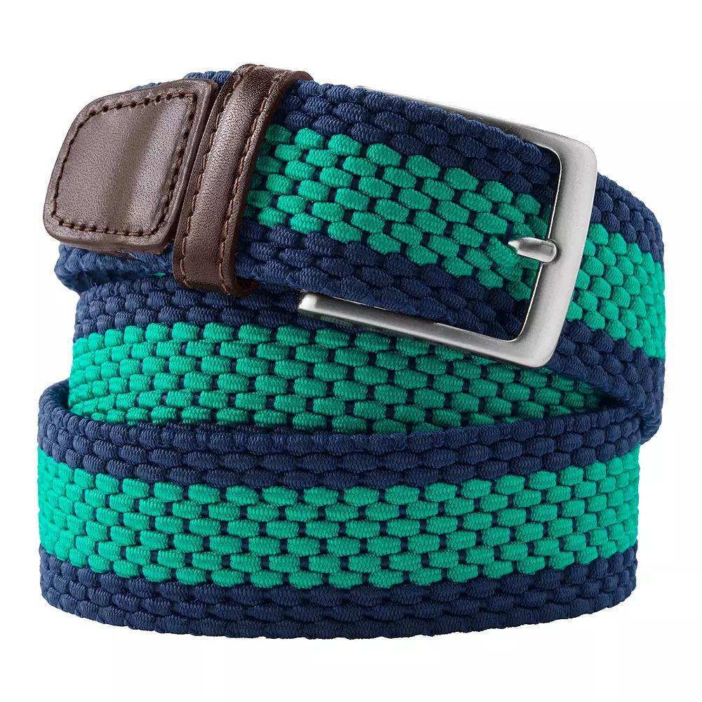 Men's Lands' End Elastic Braid Leather Trim Belt,  Product Image