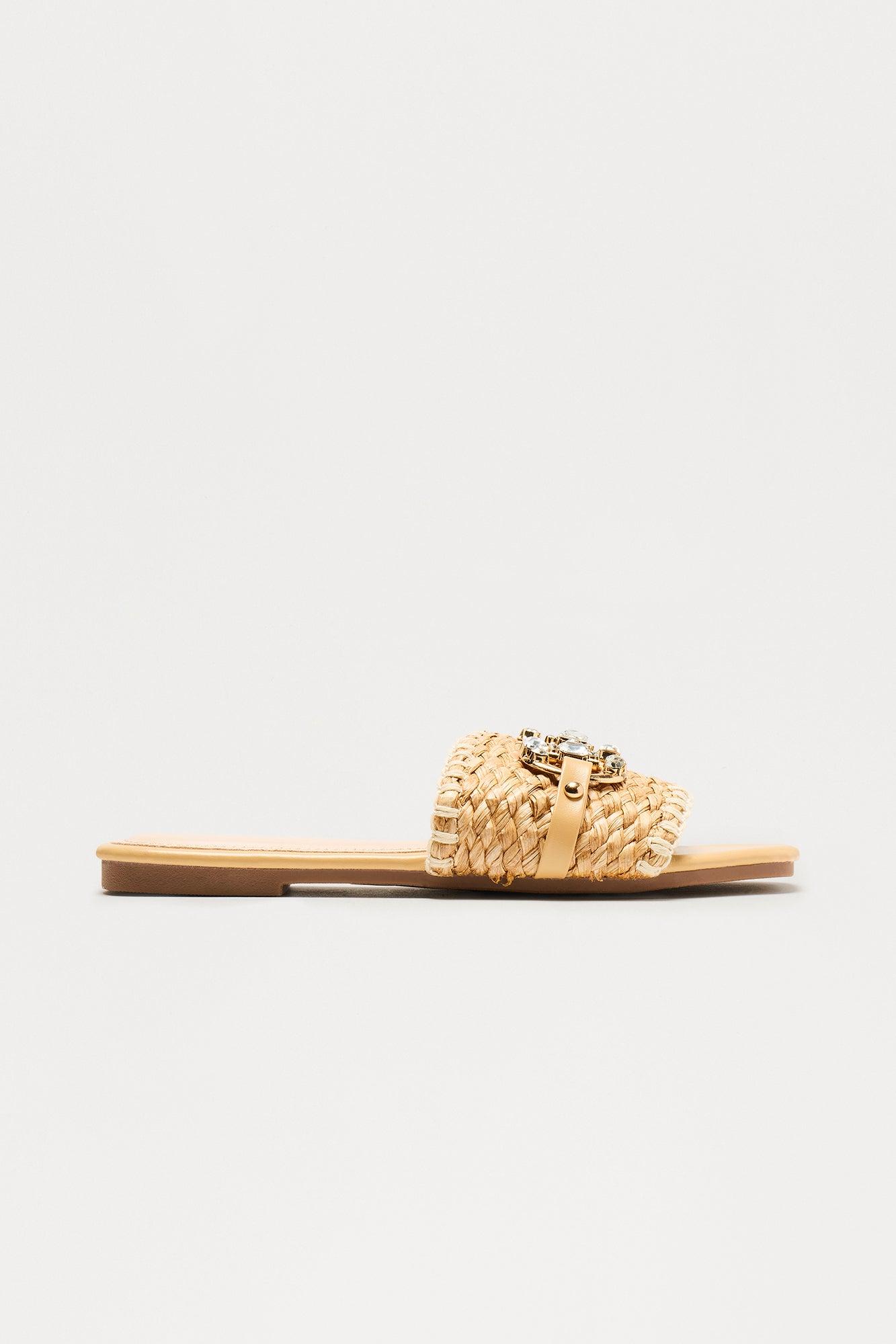 Ela Raffia Hardware Sandals - Natural Product Image