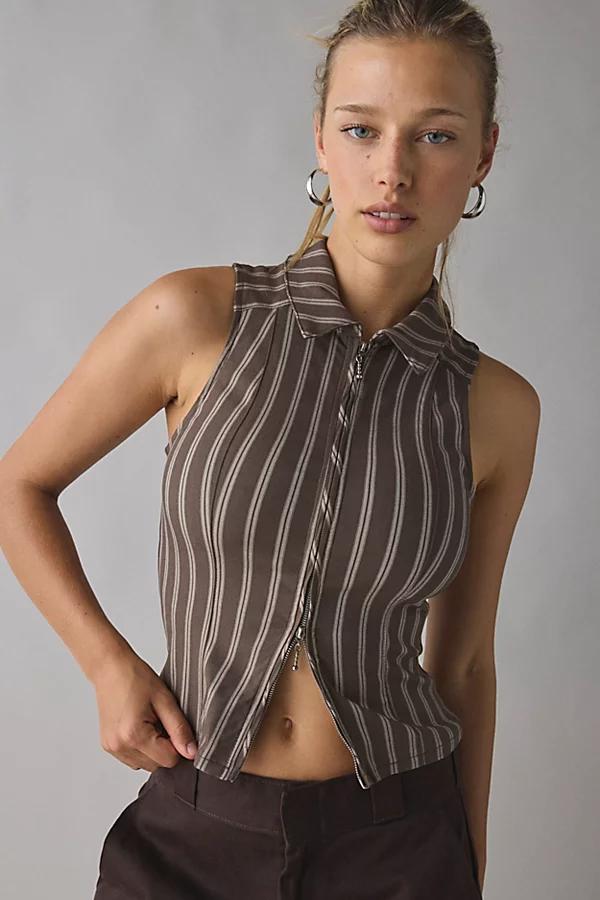 BDG Ledia Collared Zip-Front Vest Top Jacket Womens at Urban Outfitters Product Image