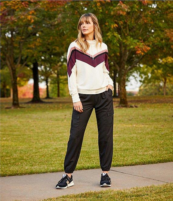 Kinesis Woven Elastic Cinched Cuff Ribbed Waistband Flap Pocket Ankle Joggers Product Image