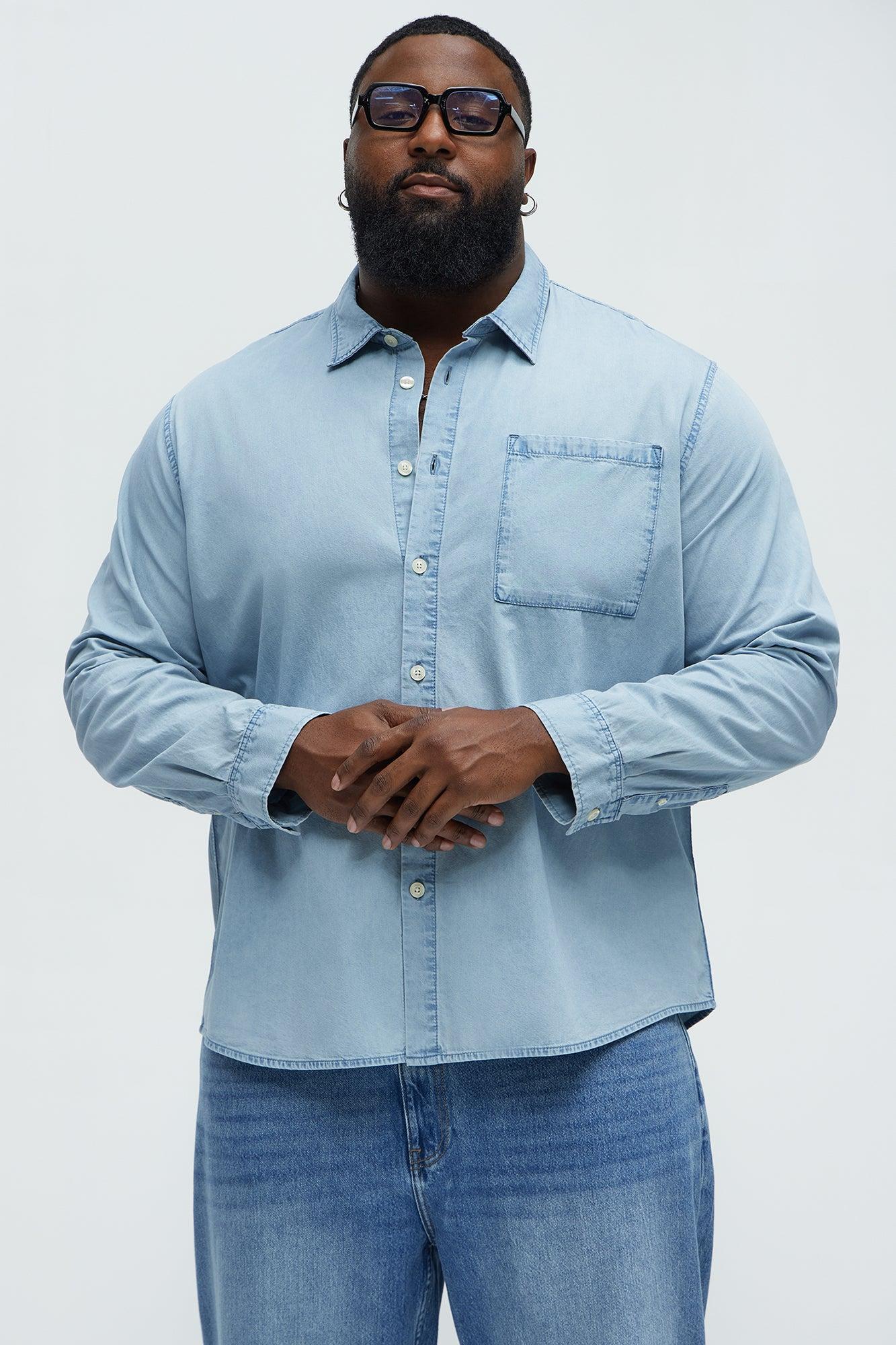 Chambray Long Sleeve Shirt - Light Wash Product Image
