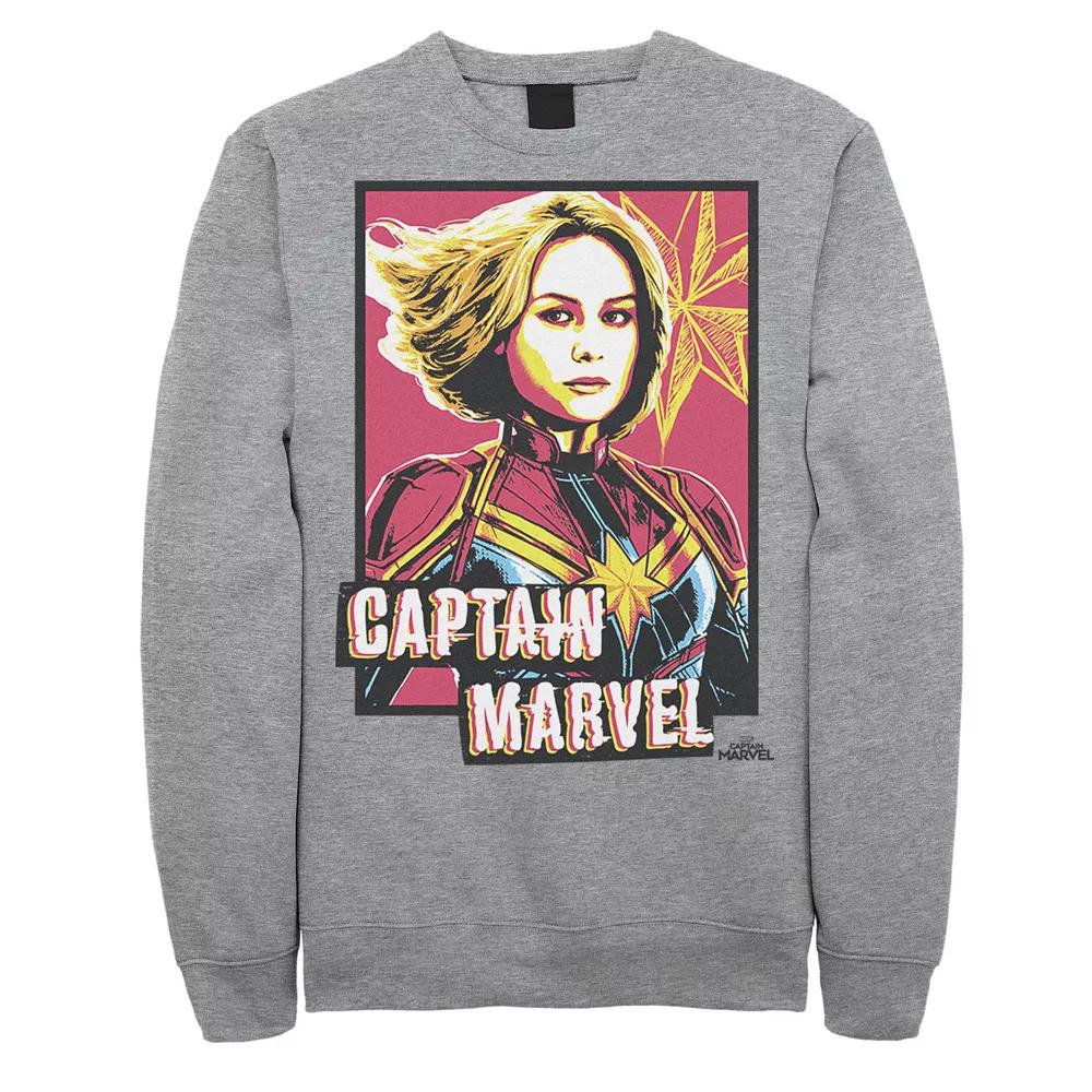 Men's Marvel Captain Marvel Saturated Portrait Poster Graphic Fleece Pullover,  Product Image
